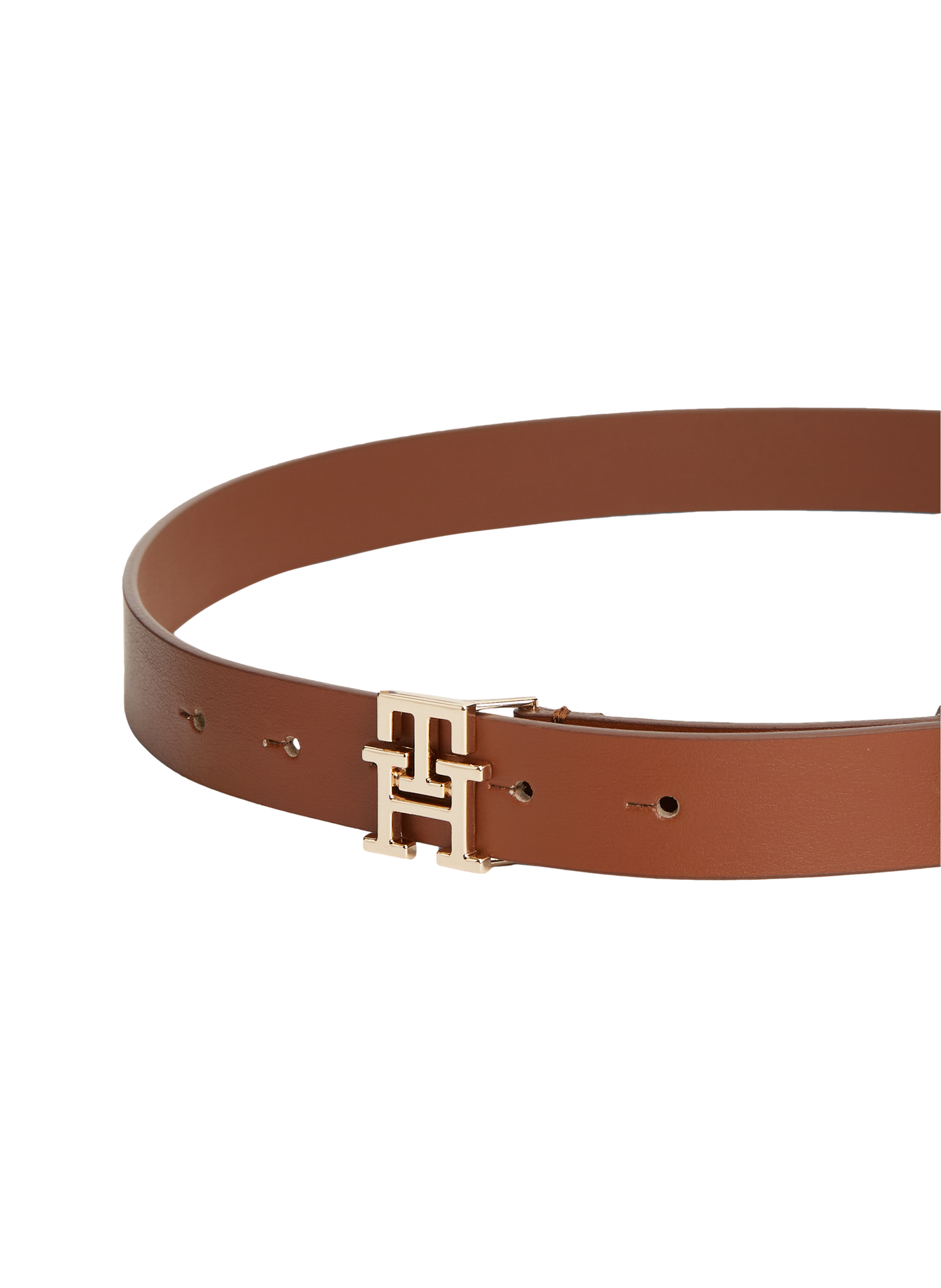 Belt with logo buckle in leather TOMMY HILFIGER Brown