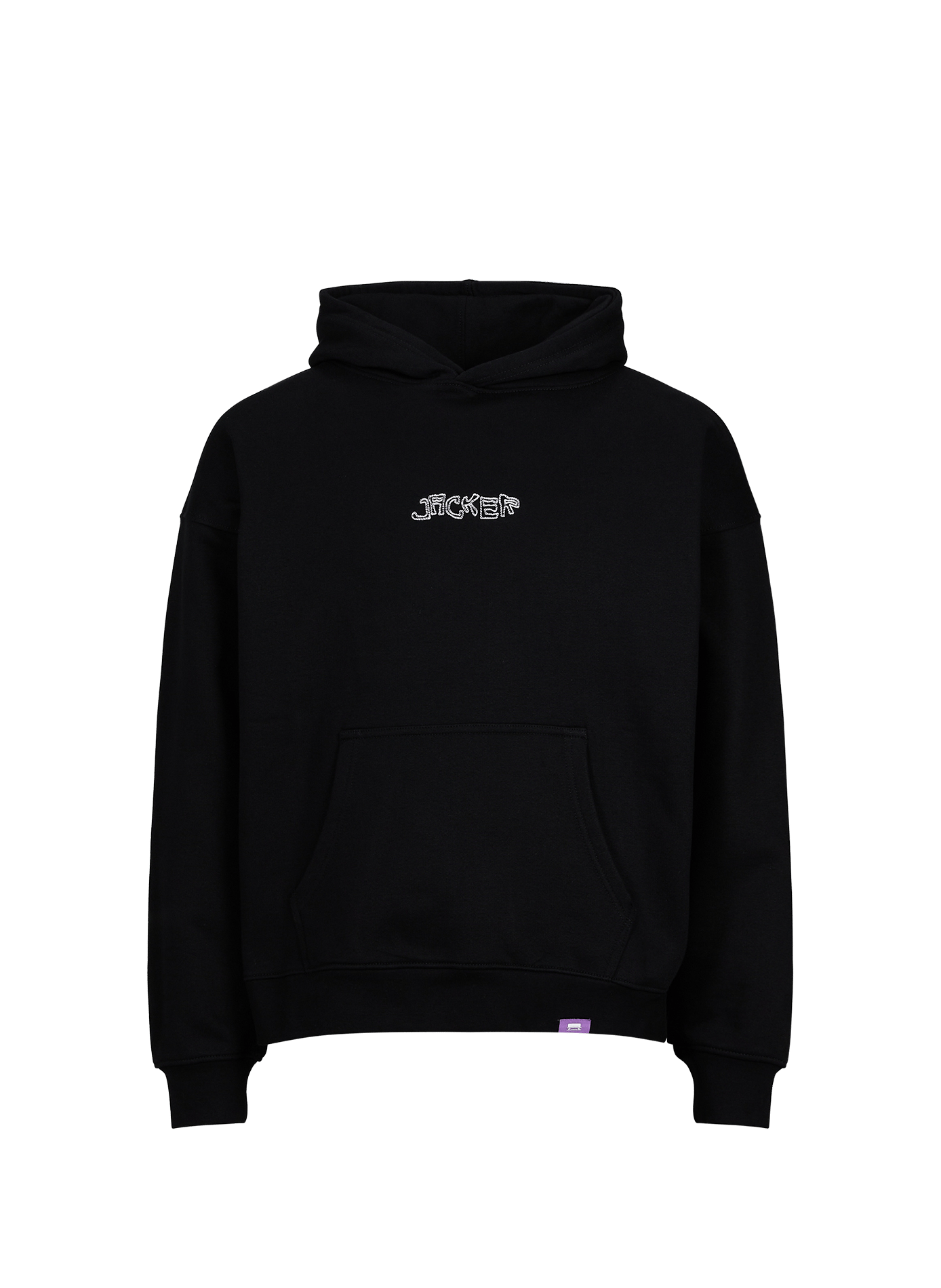 Oversized embroidered cotton hoodie JACKER. Black