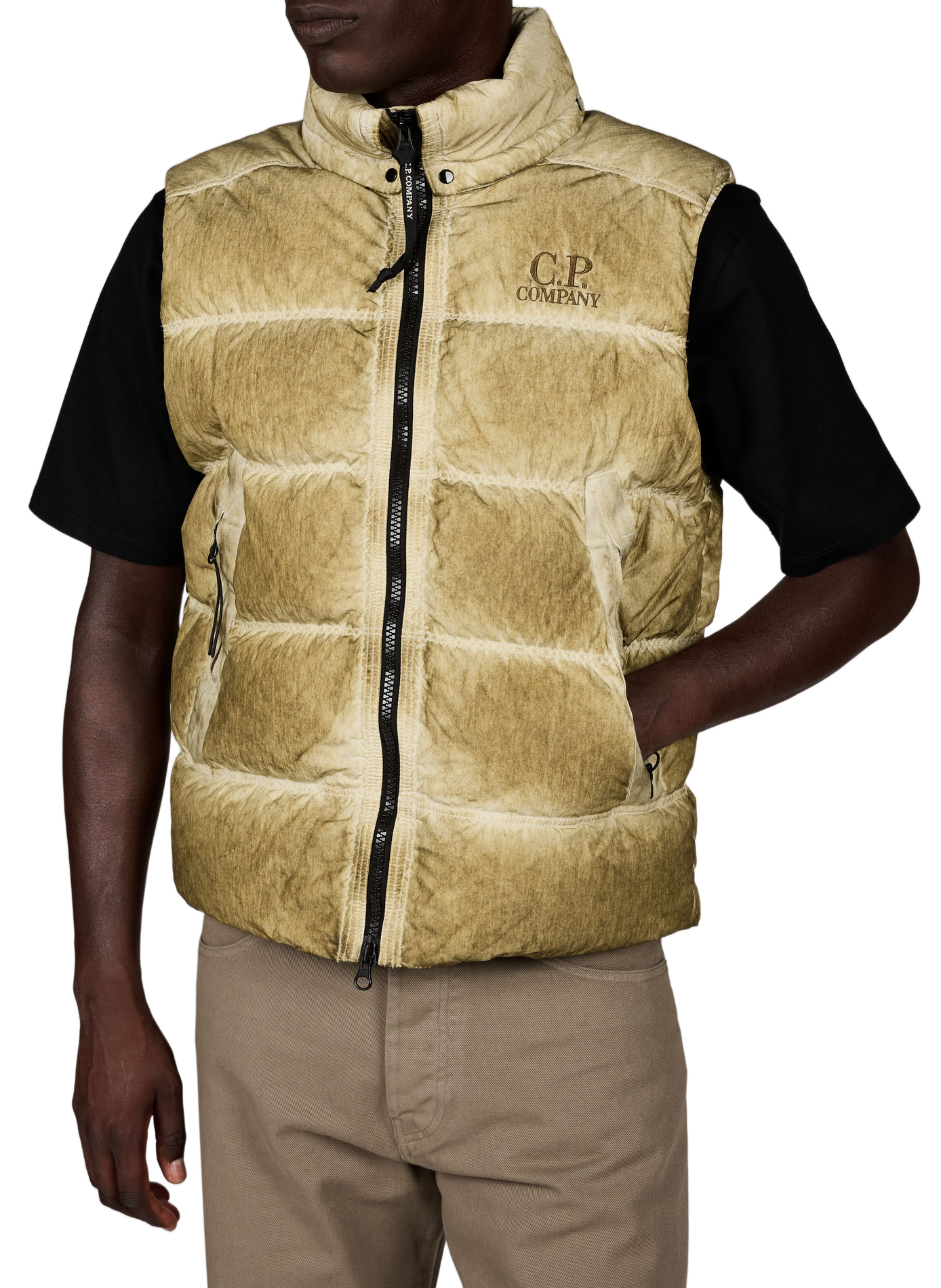 Ärmellose Daunenweste aus Nylon CP COMPANY Khaki