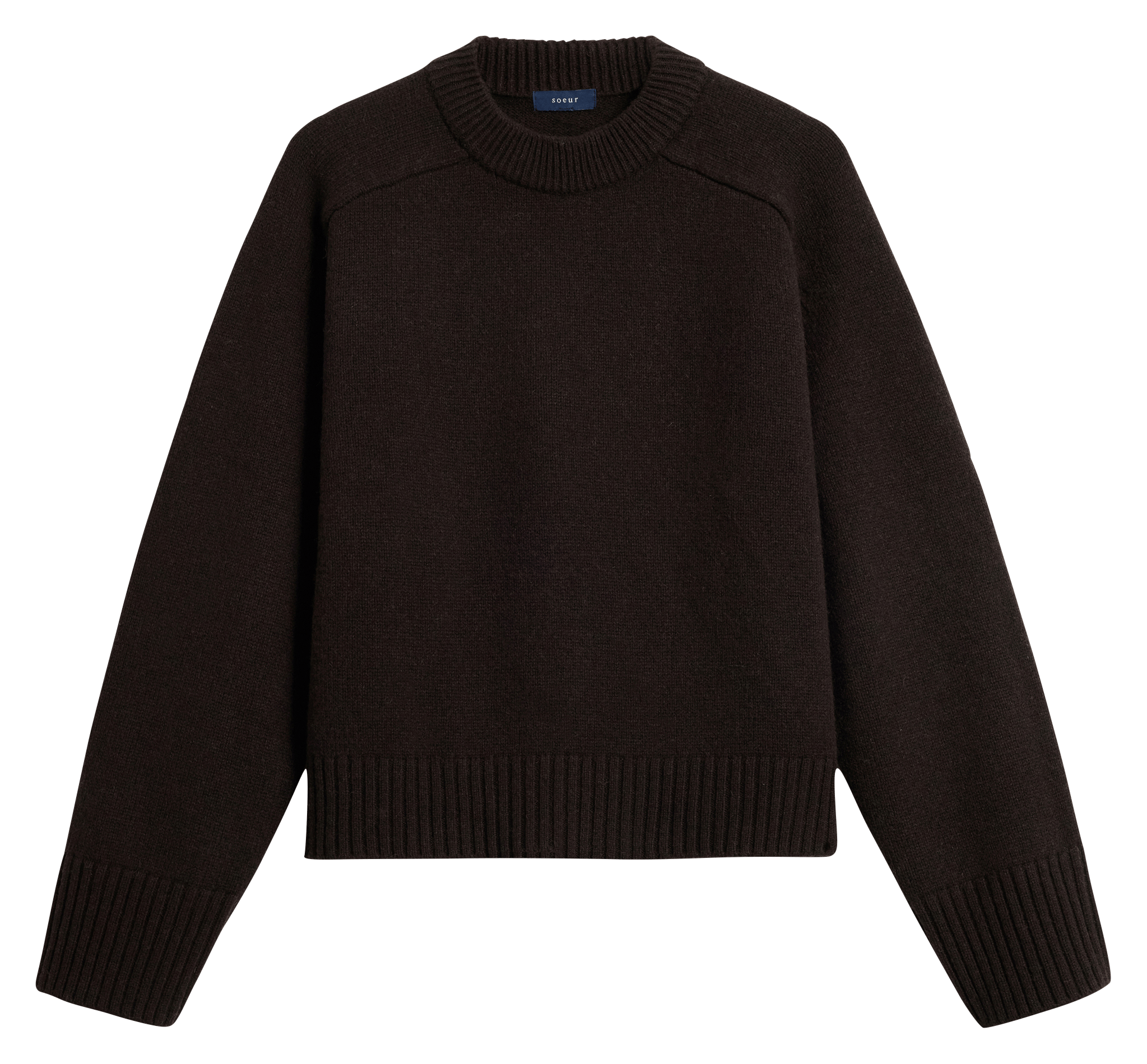 Pull oversize col rond en laine will SOEUR Marron