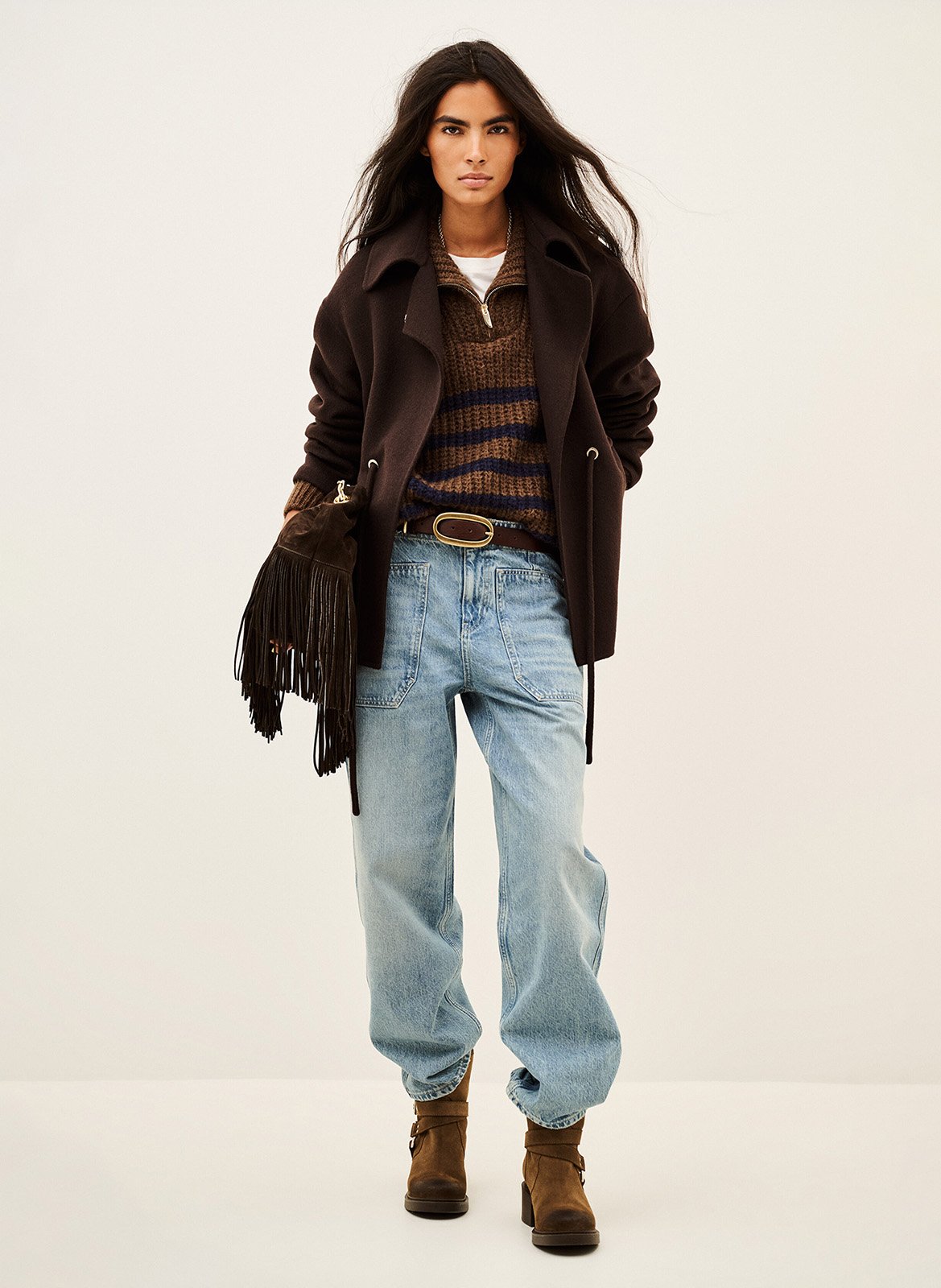 Manteau cintrée en laine mélangée kam | Marron BA&SH Femme
