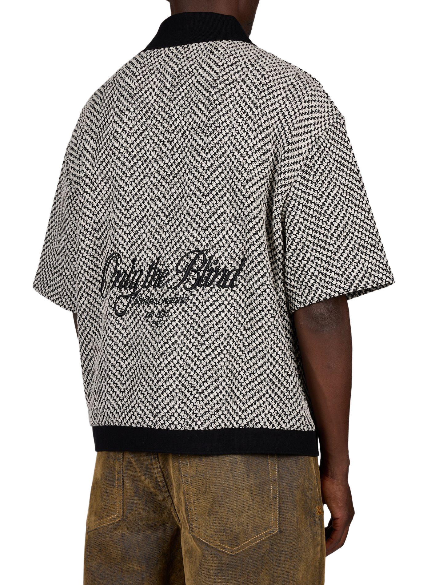 Straight embroidered shirt in blended cotton ONLY THE BLIND Black
