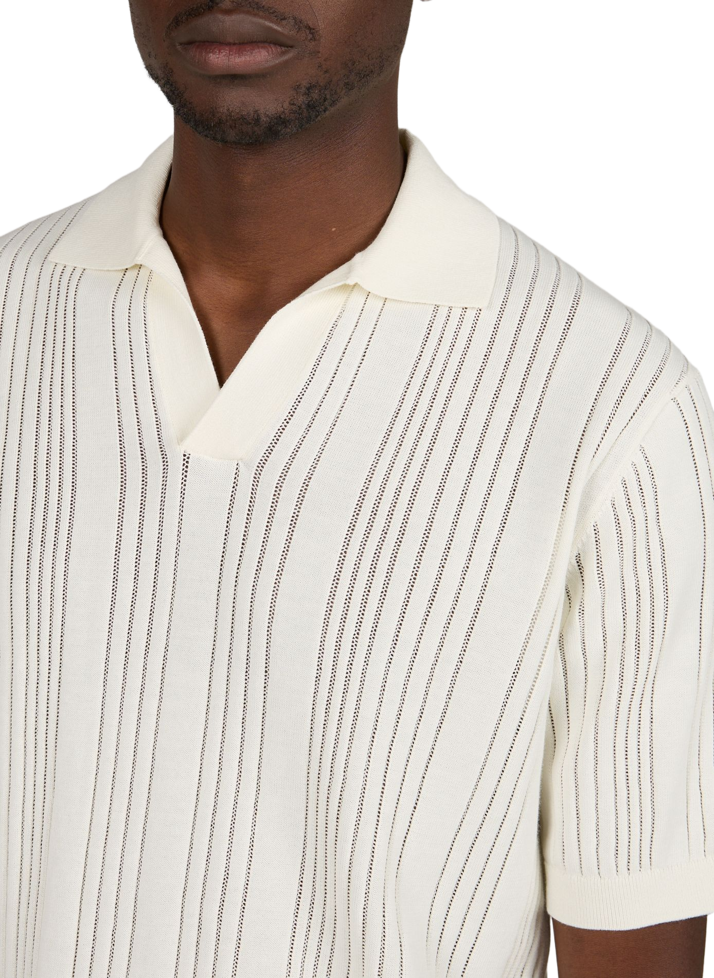 Pullover mit geradem Schnitt, Lochmuster und Polokragen VAN LAACK Beige