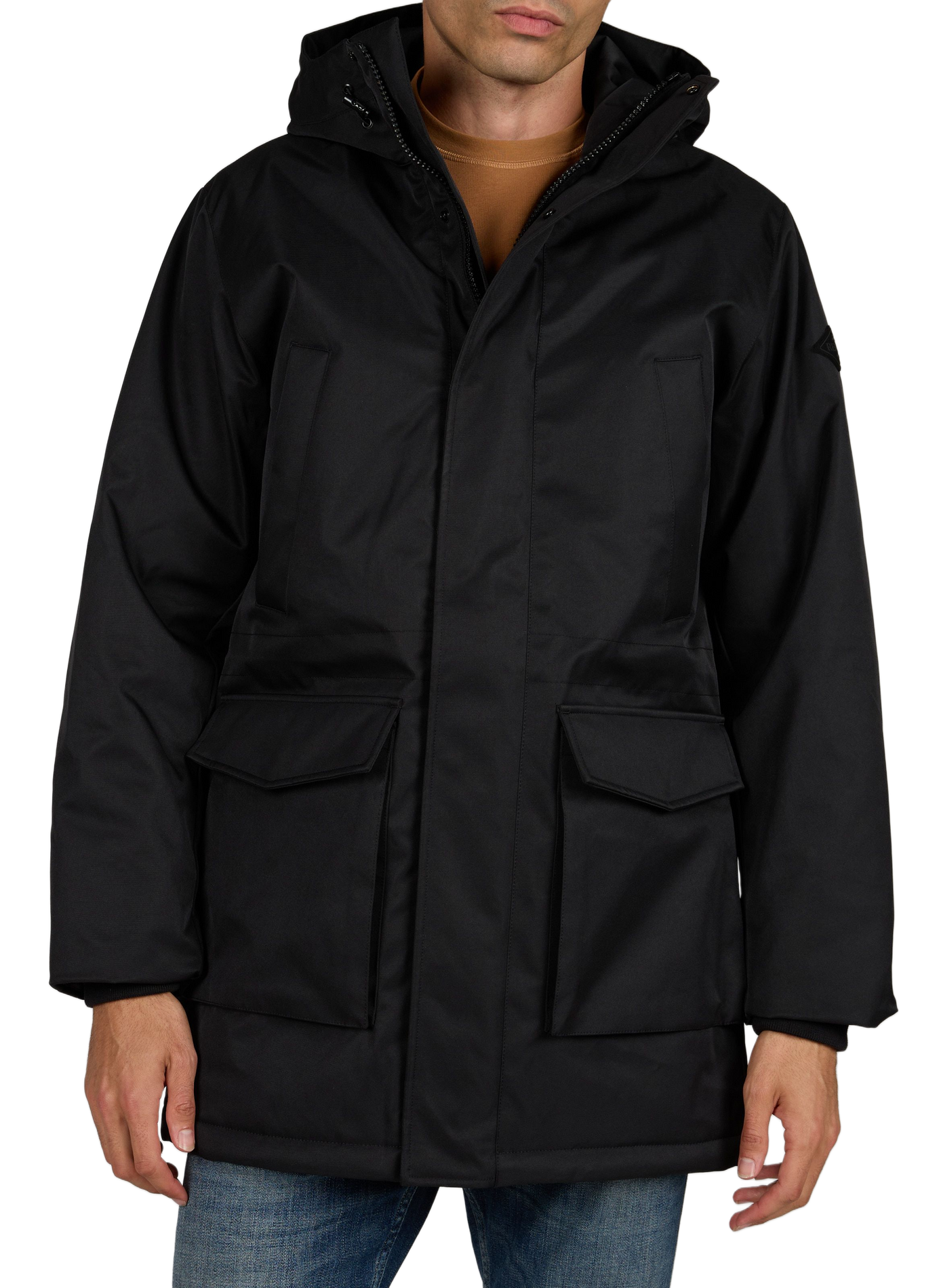 Parka à capuche droite unie REPLAY Noir
