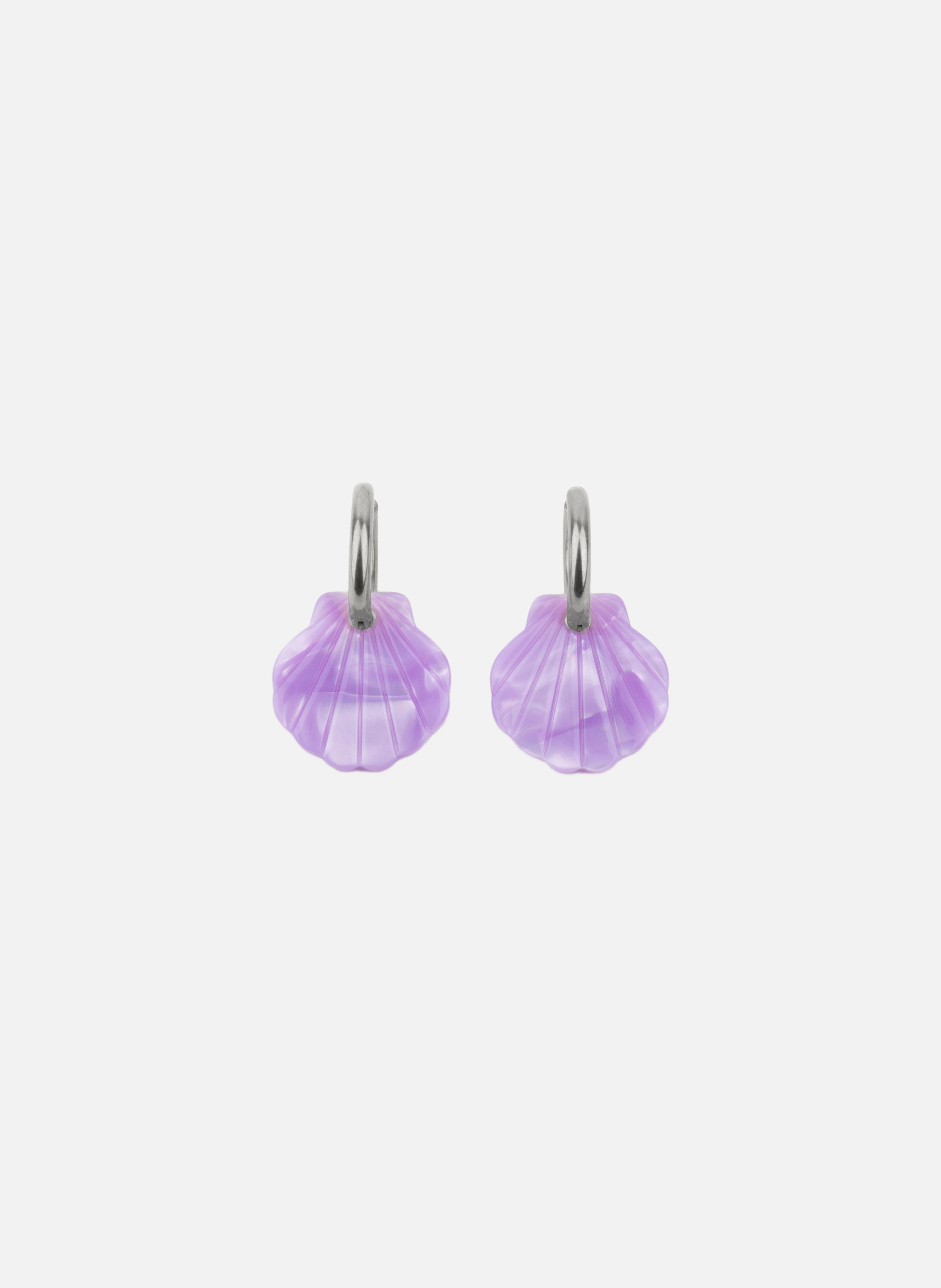 Boucles d'oreilles baby mermaid avec anneaux en acier inoxydable argenté  Lavande