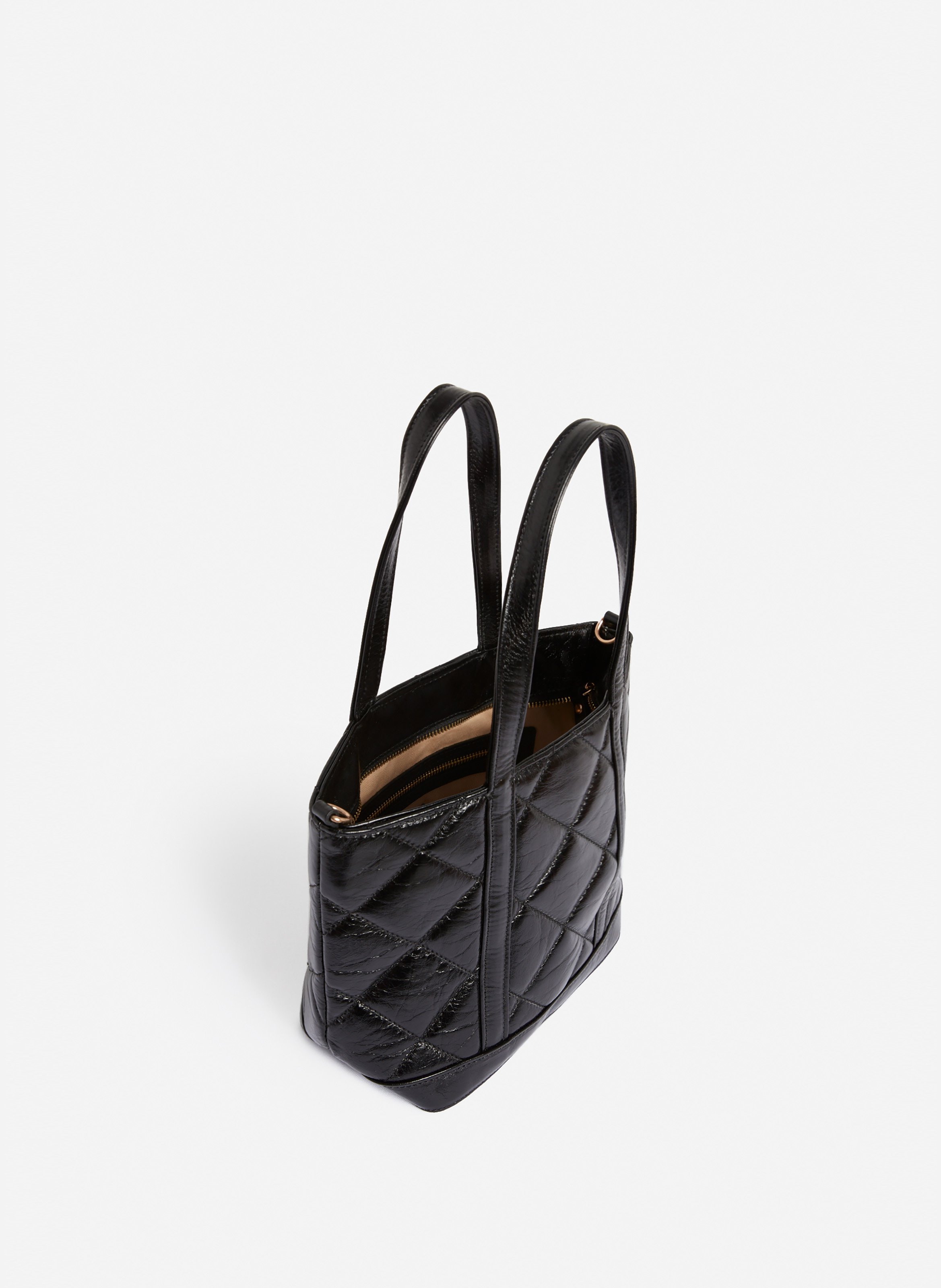 Cabas s zippé en cuir matelassé VANESSA BRUNO Noir