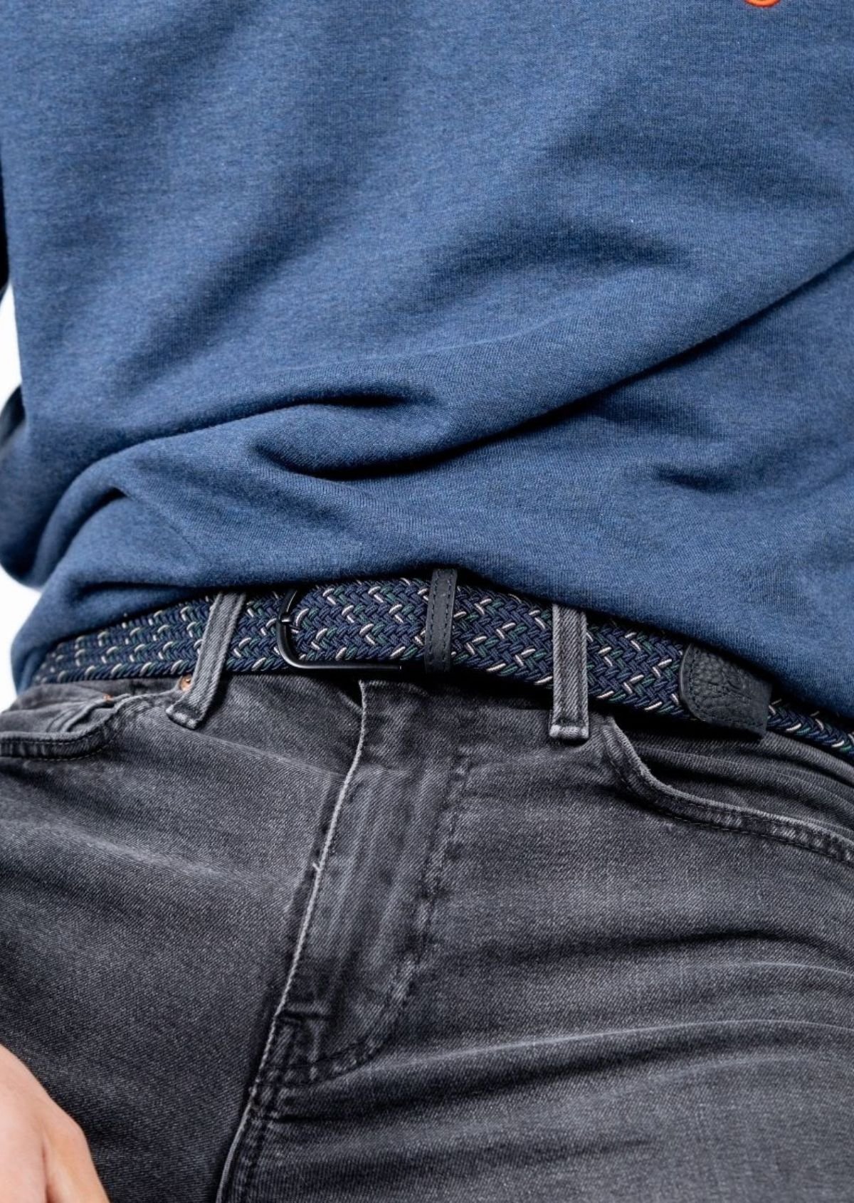 Ceinture tressée élastique multicolore BILLYBELT Bleu