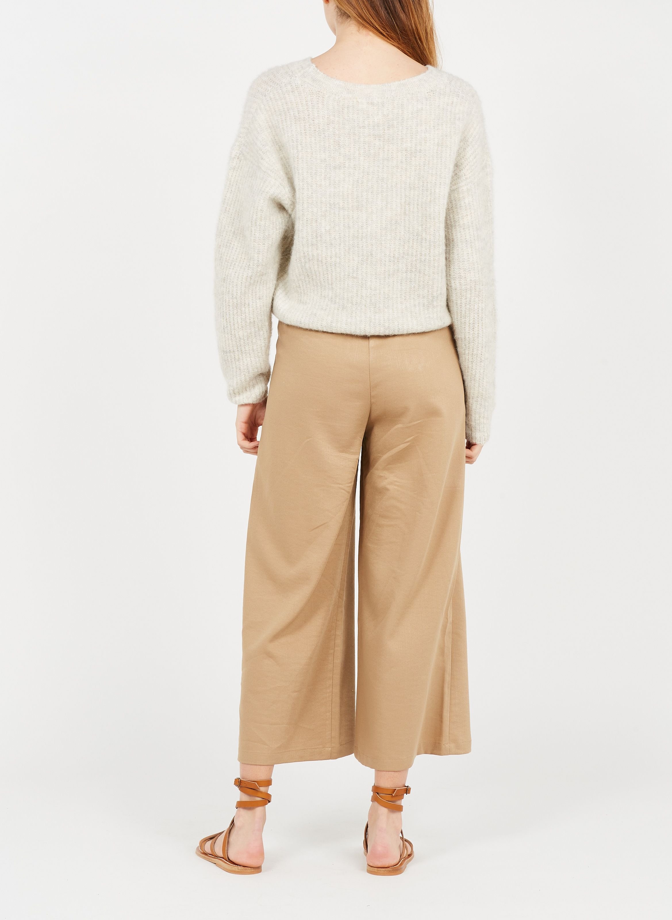 Pull droit à maille duveteuse en laine mélangée east AMERICAN VINTAGE Beige