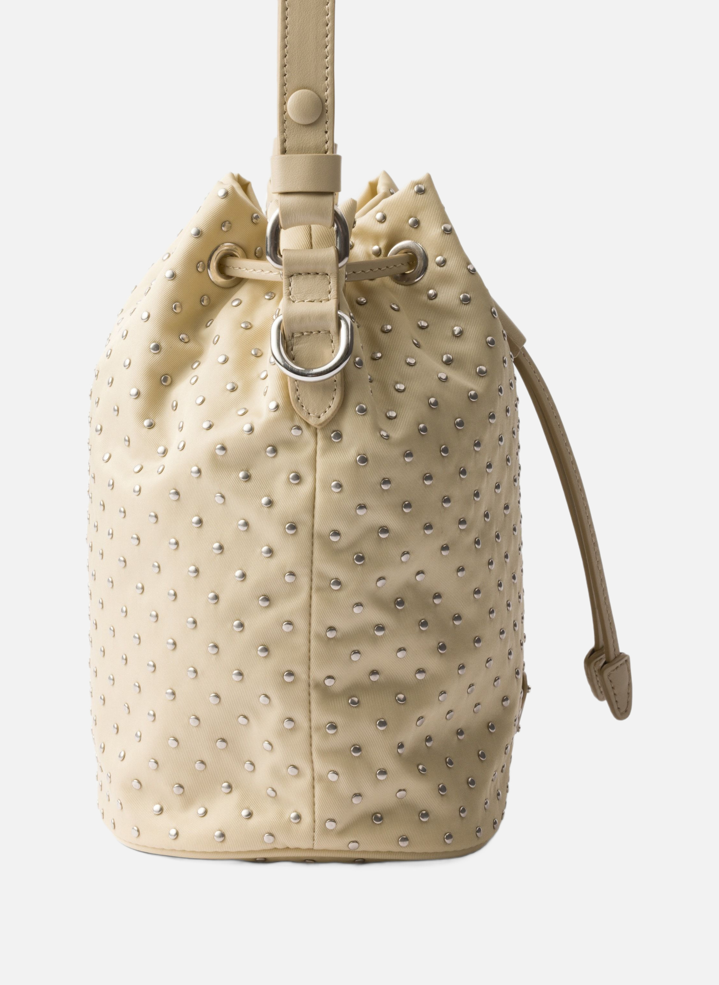 Mini sac en re-nylon avec clous PRADA Beige