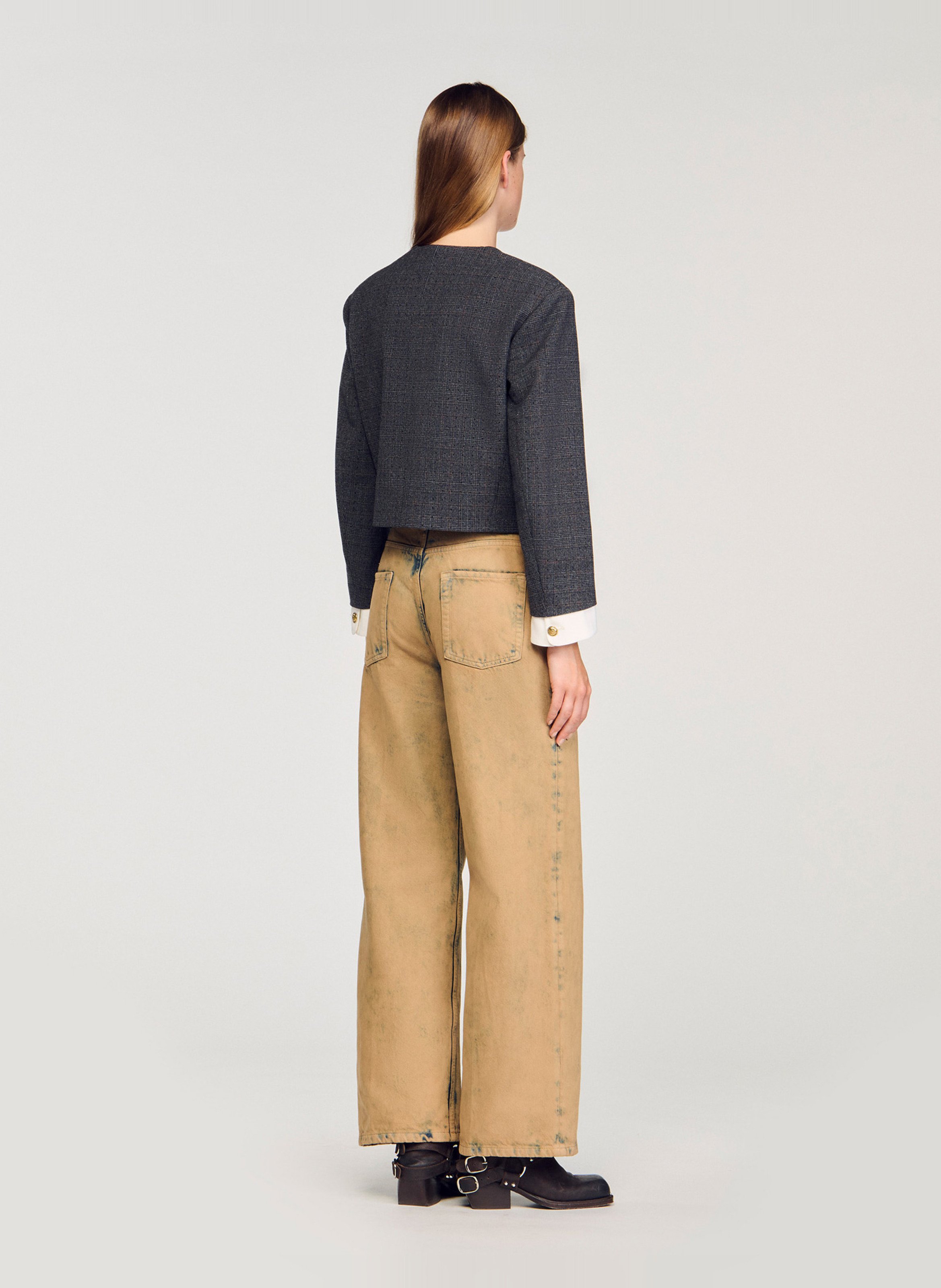 Veste tailleur droite imprimée SANDRO Gris