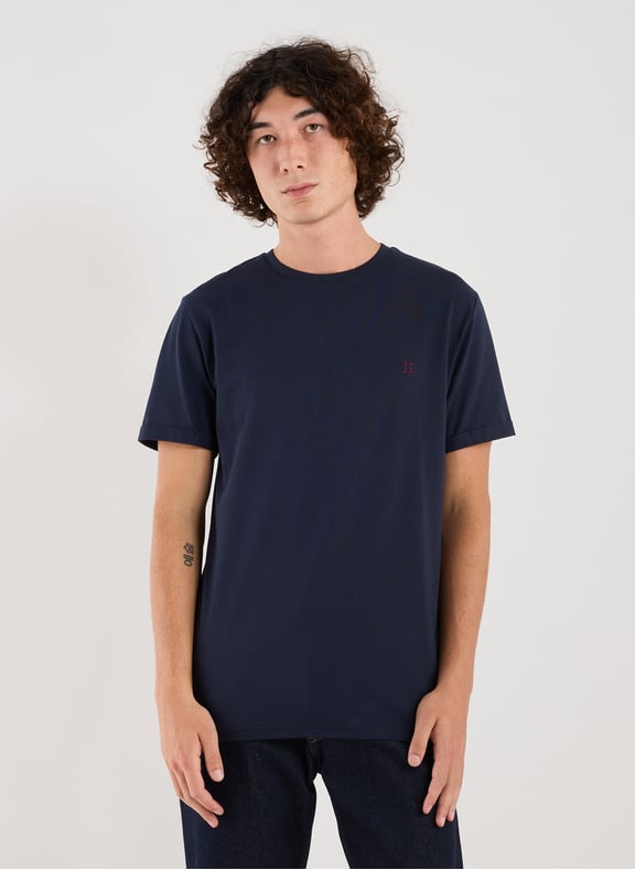 Embroidered cotton T-shirt Blue by LES DEUX LES DEUX Embroidered cotton T-shirt Blue