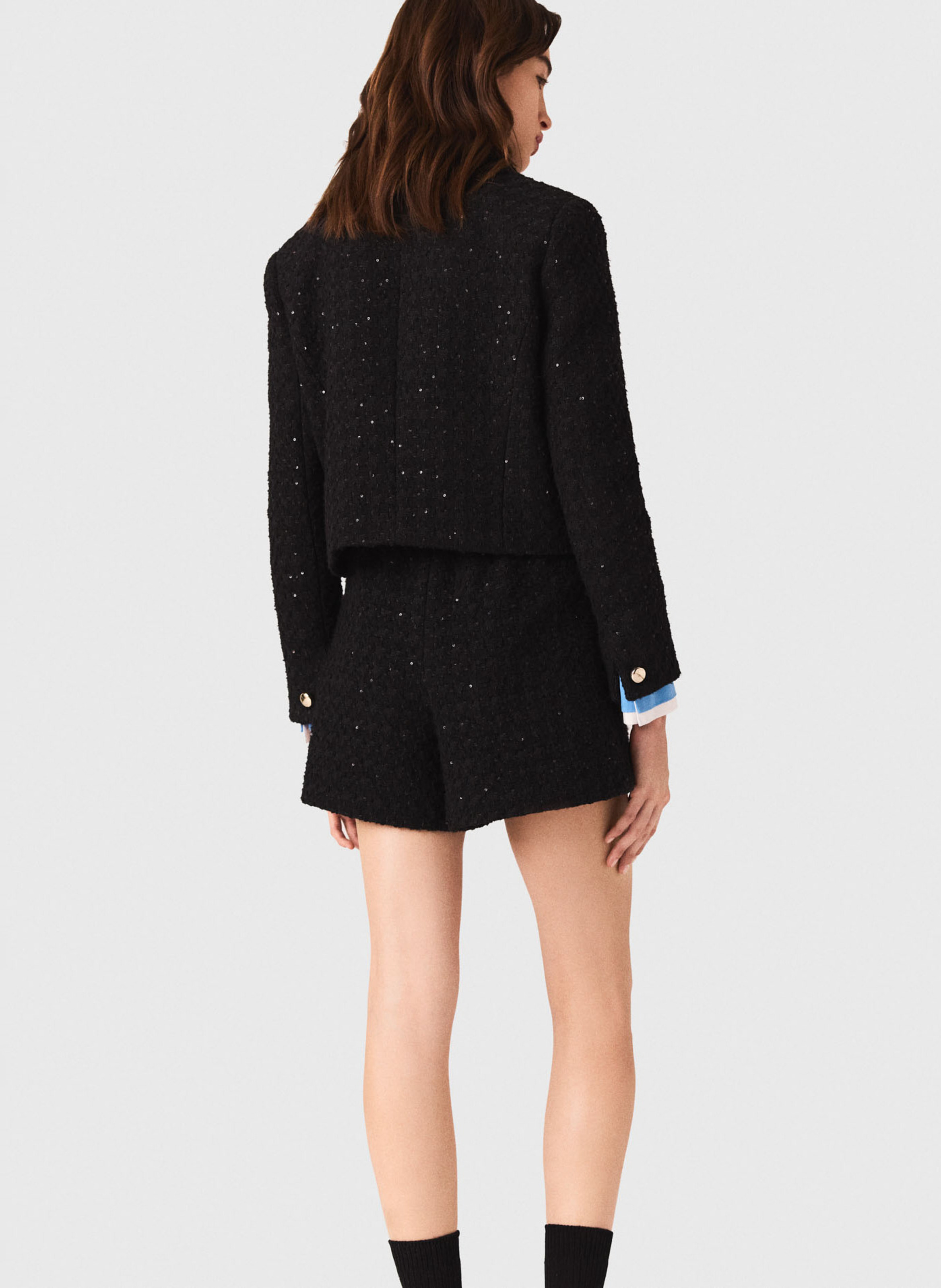 Veste courte tailleur en tweed MAJE Noir