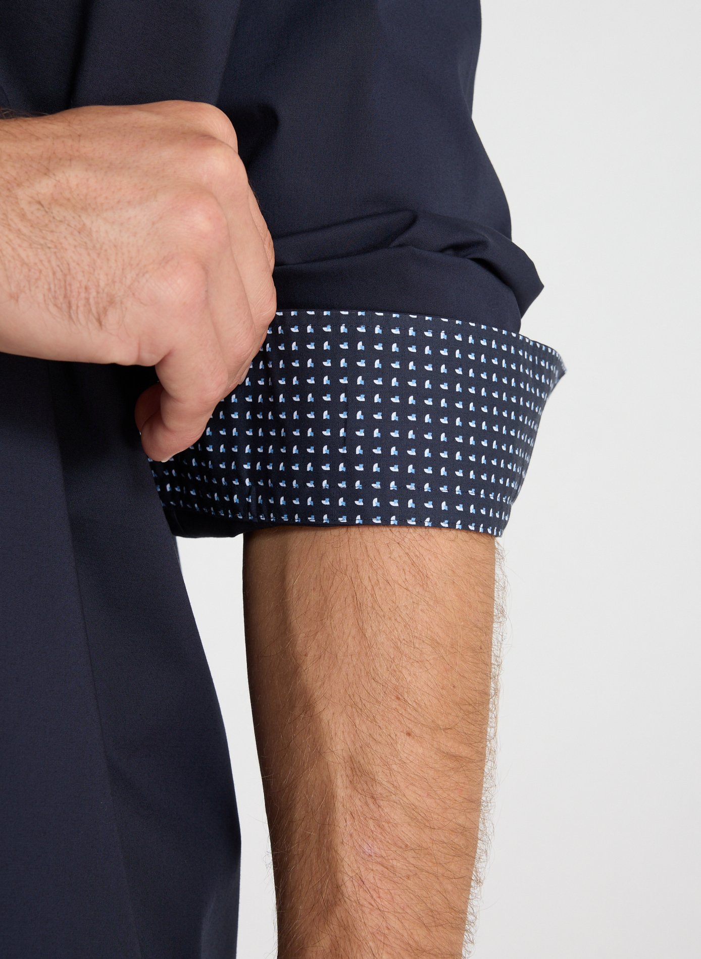 Chemise droite en coton mélangé BOSS Bleu