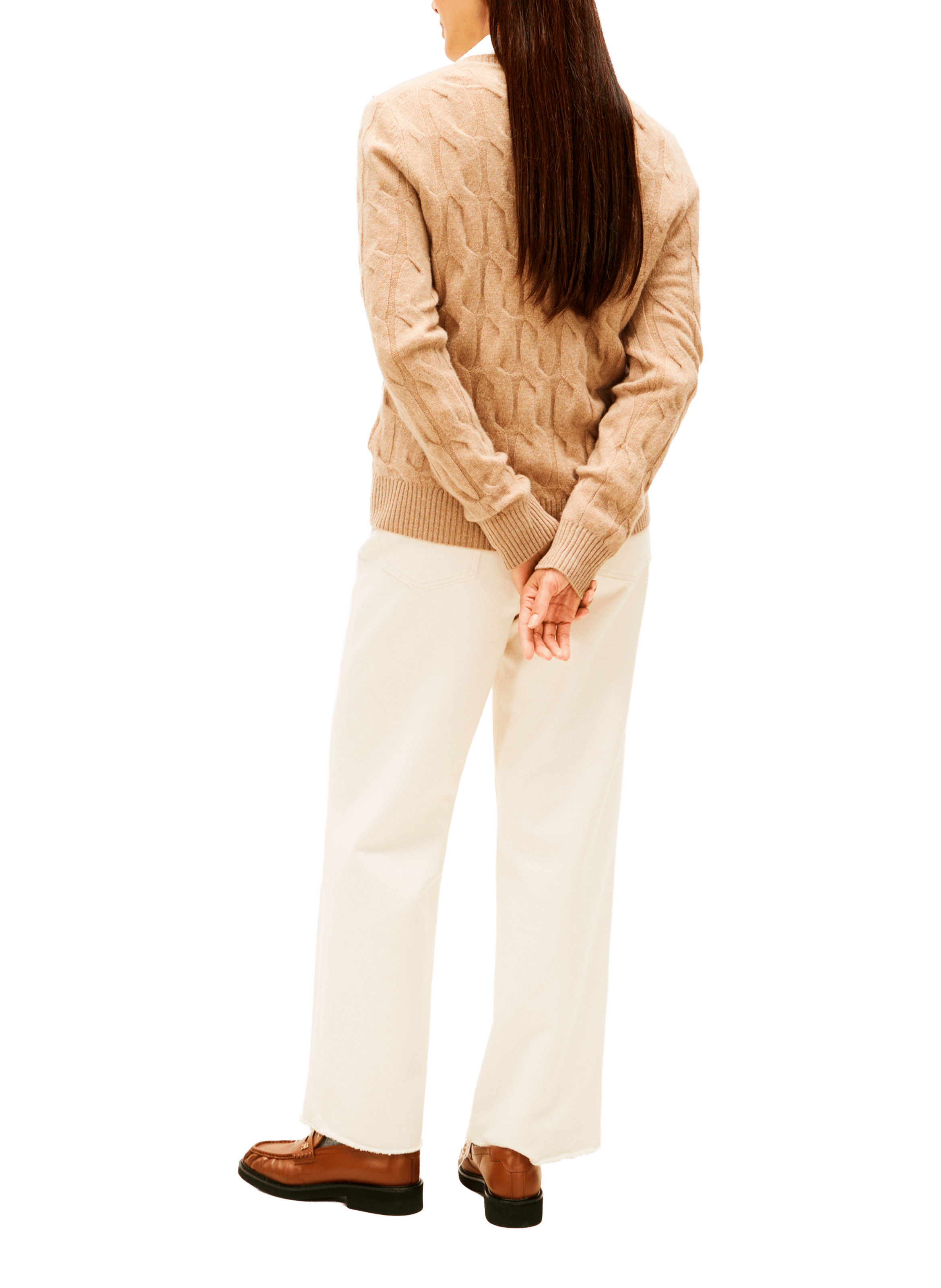 Pull torsadé en laine  TOMMY HILFIGER Beige