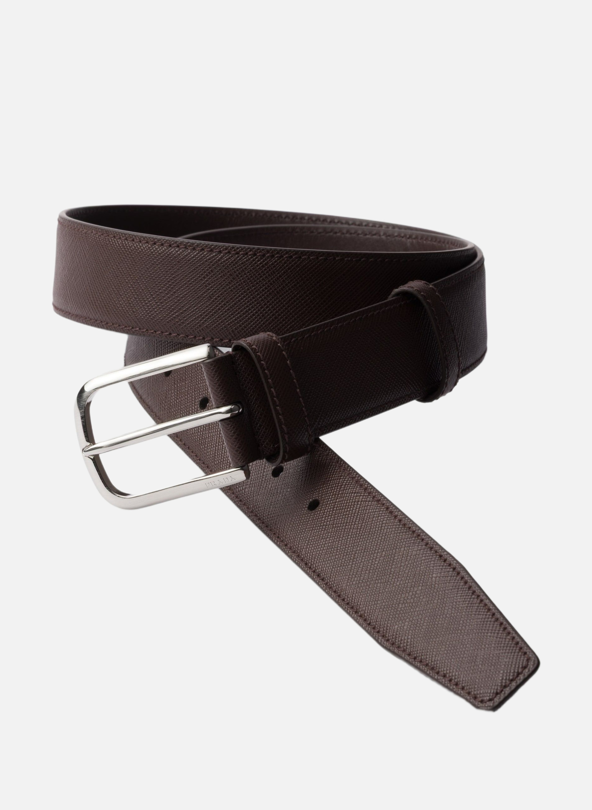 Ceinture en cuir saffiano PRADA Marron