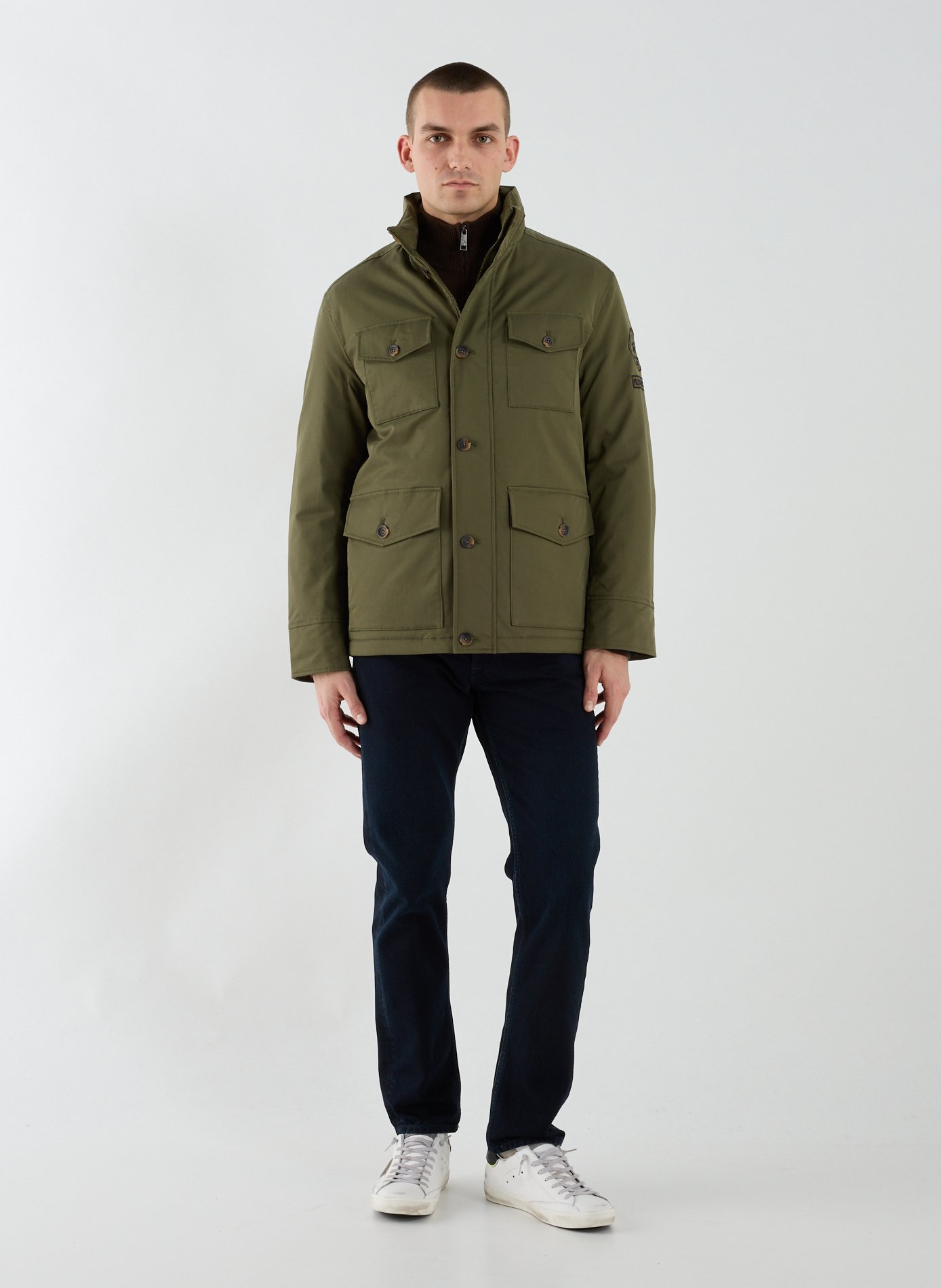 Straight embroidered jacket in mixed cotton LA MARTINA Khaki