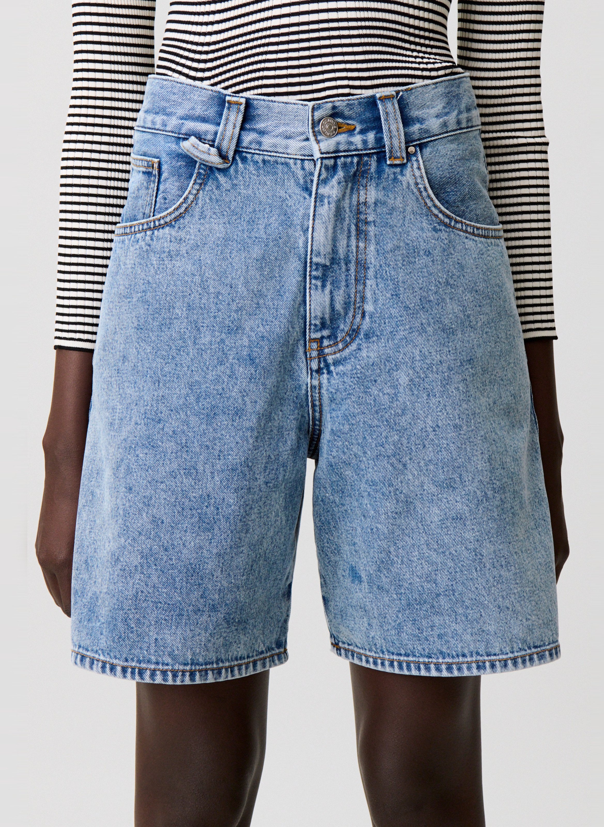 Short en jean large en coton CLAUDIE PIERLOT Bleu