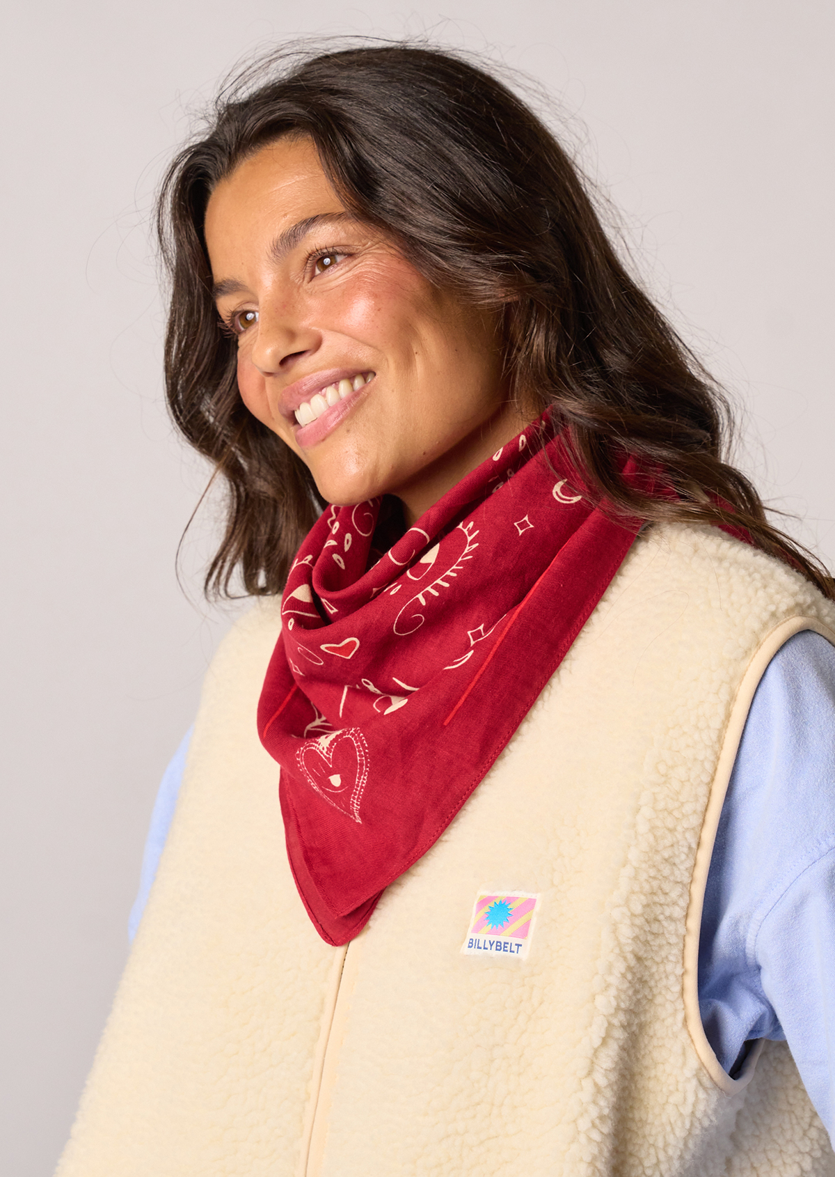 Petit foulard en coton biologique lise BILLYBELT Rouge