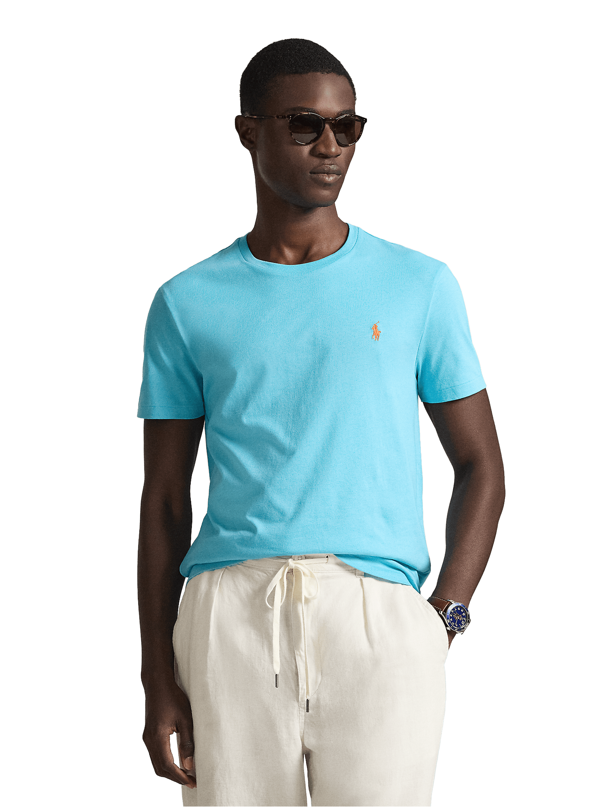 T-shirt slim en coton POLO RALPH LAUREN Bleu