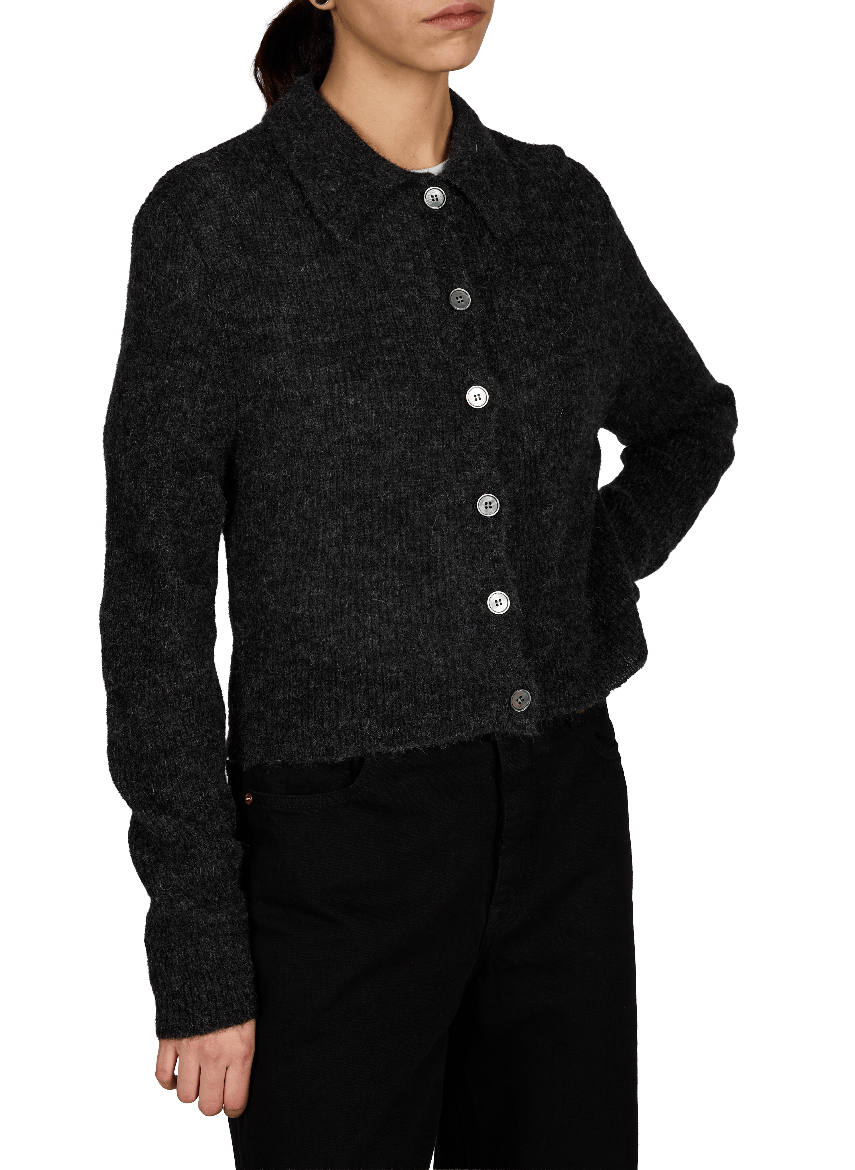 Cardigan à col classique en laine mélangée OUR LEGACY Noir