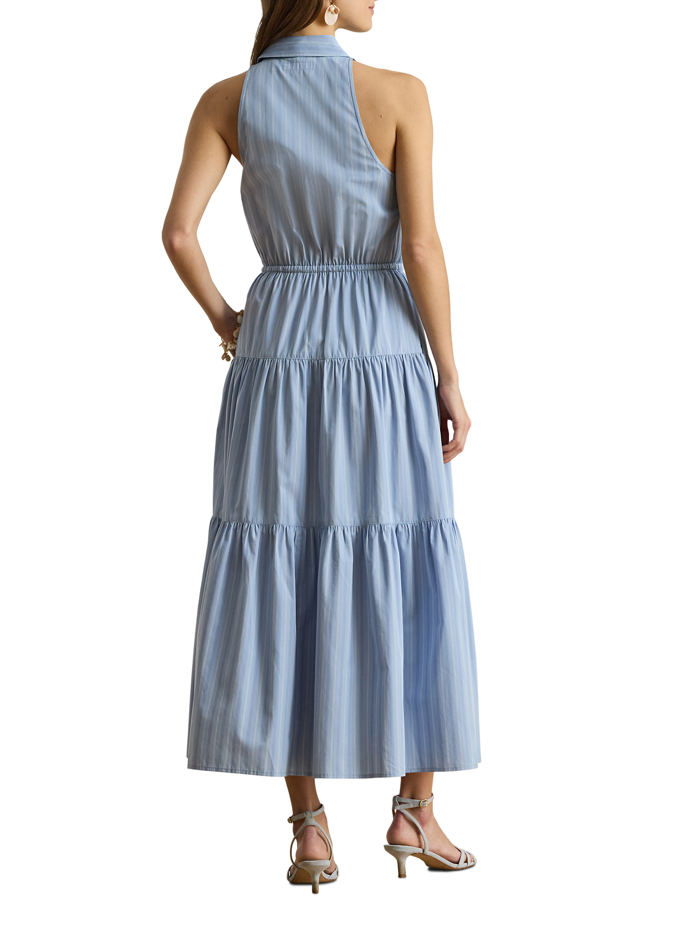 Striped long cotton dress LAUREN Blue