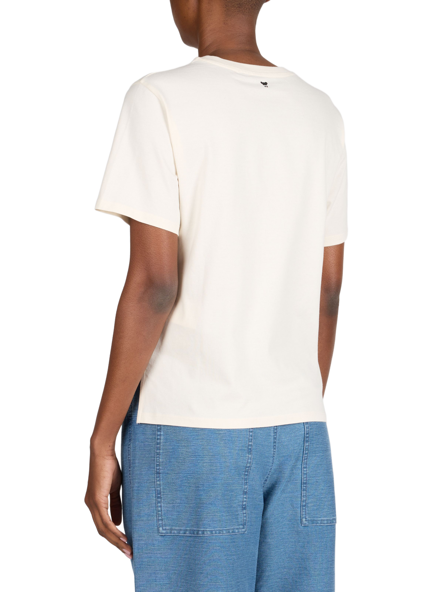 Embroidered round neck cotton T-shirt WEEK END Beige