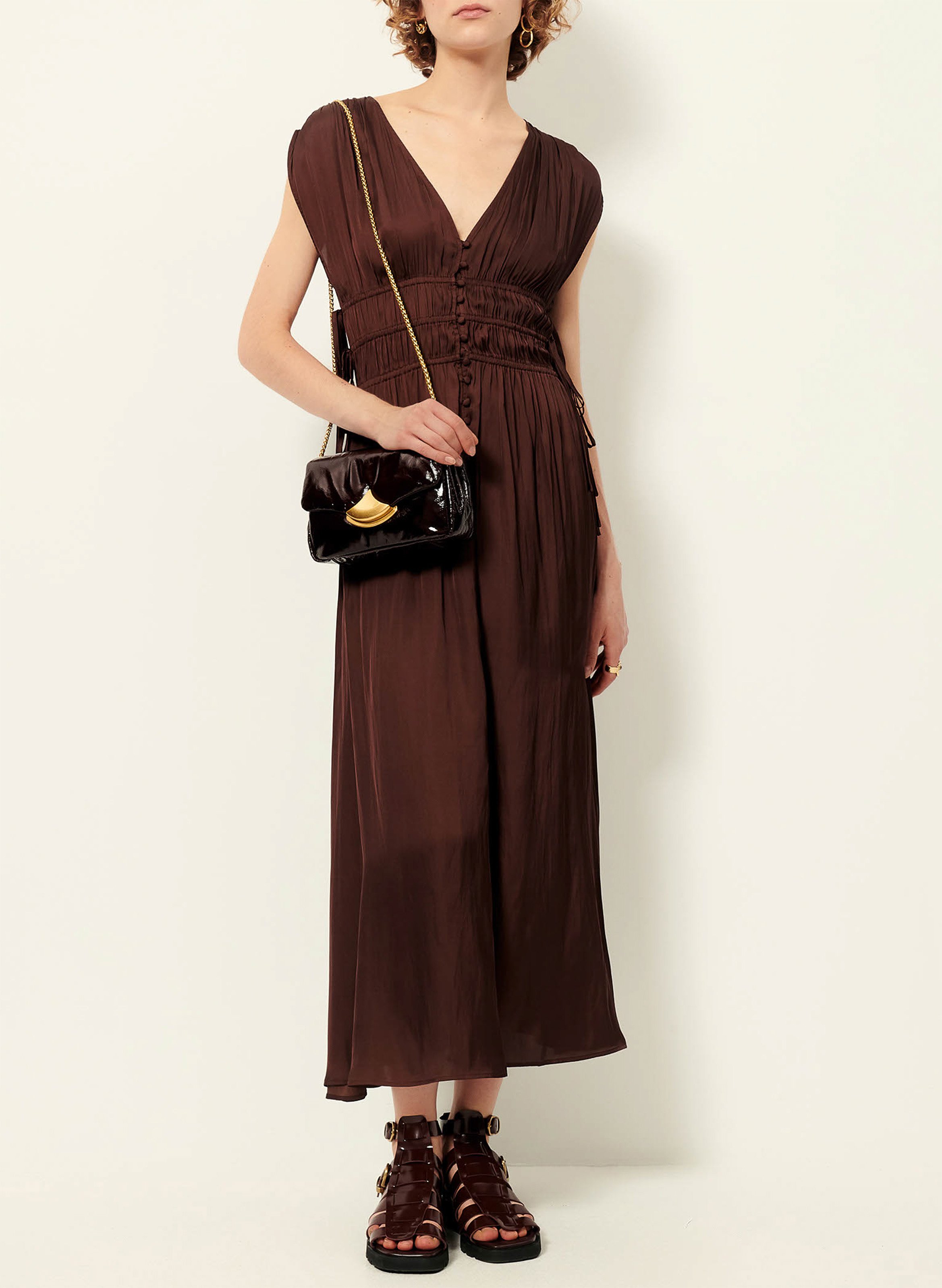 Robe longue sans manches boutonnée prezianni SESSUN Marron