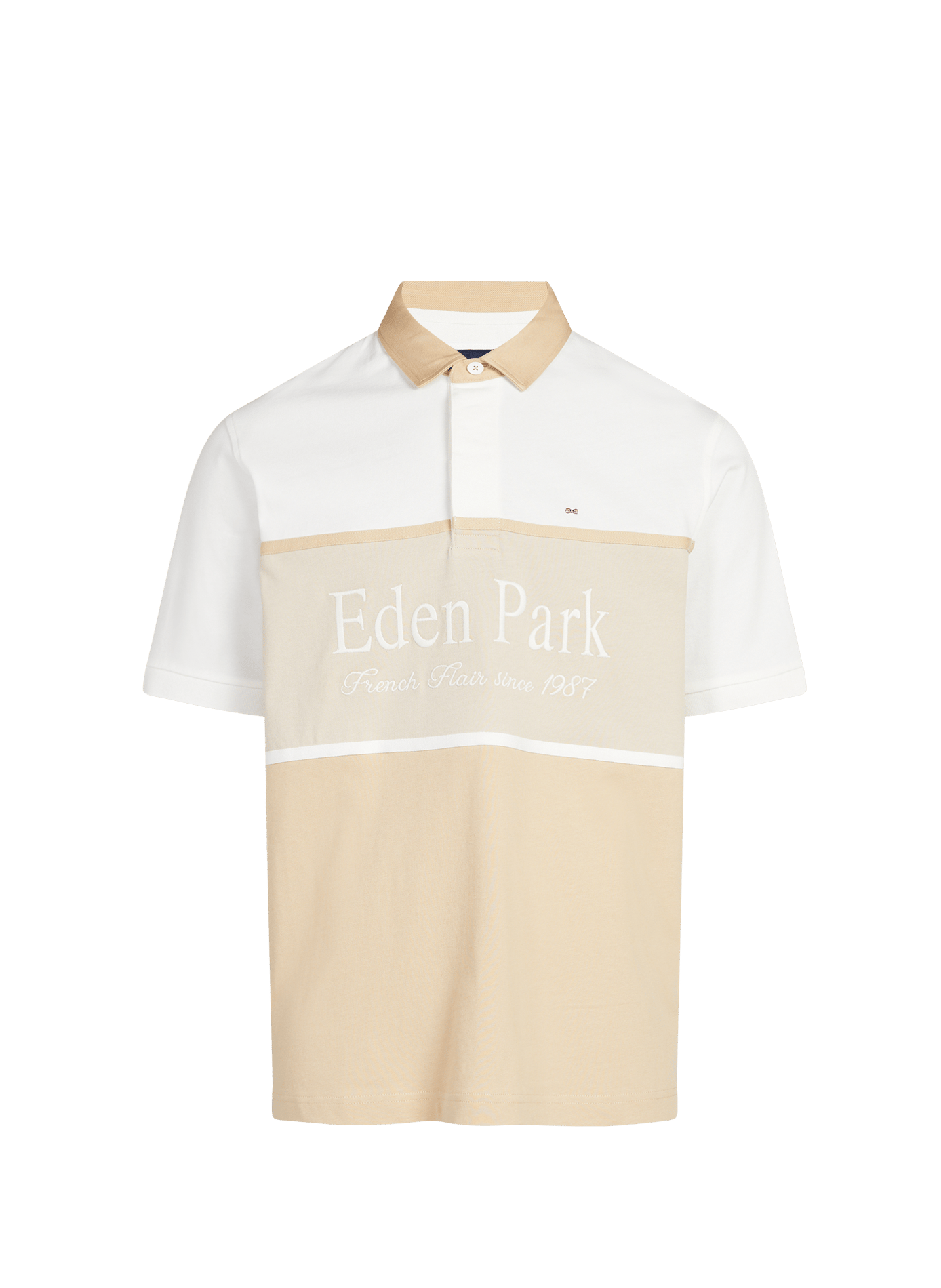 Short-sleeved cotton polo shirt with embroidered brand logo EDEN PARK Blue