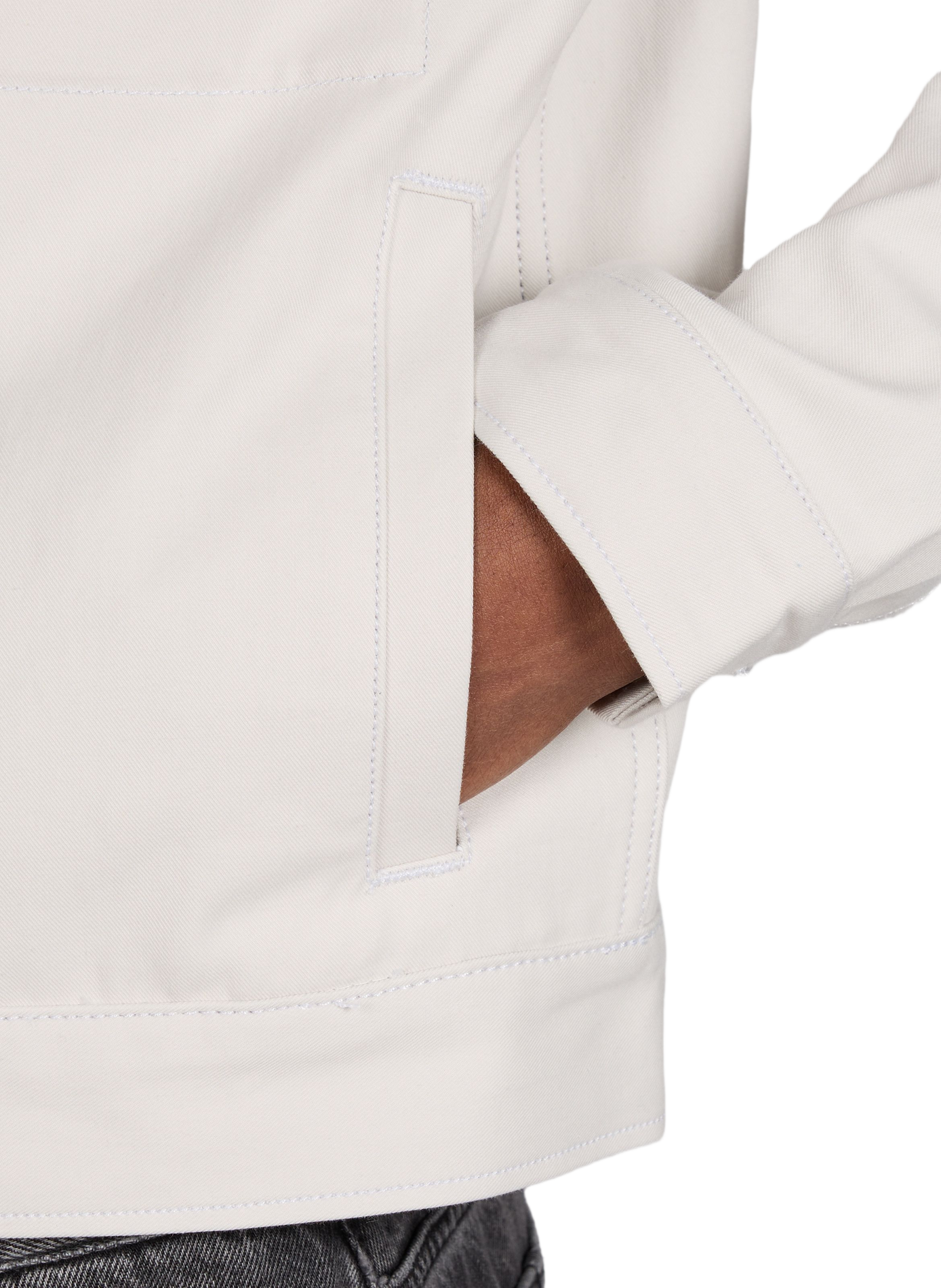 Veste droite en denim de coton SAISON 1865 Beige