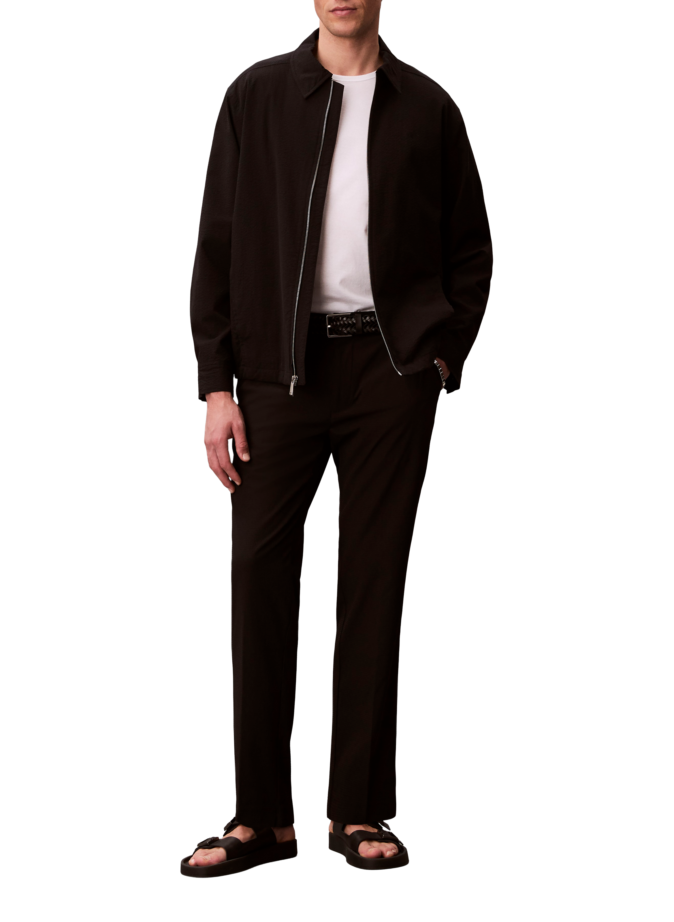 Gerade Hose aus Seersucker-Gewebe CALVIN KLEIN Schwarz