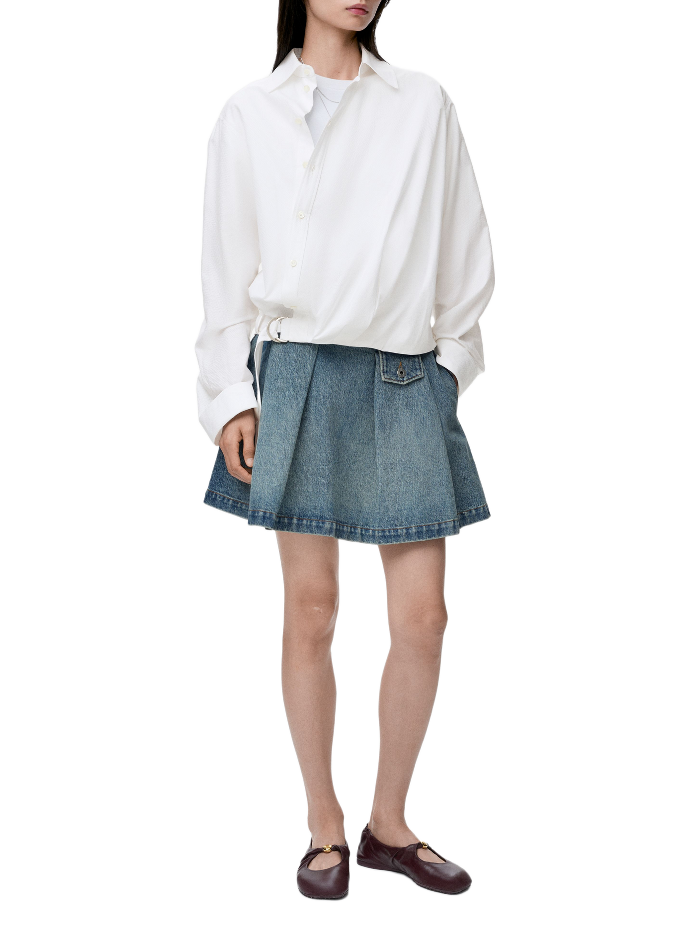Chemise asymétrique drapée en coton LOEWE Blanc