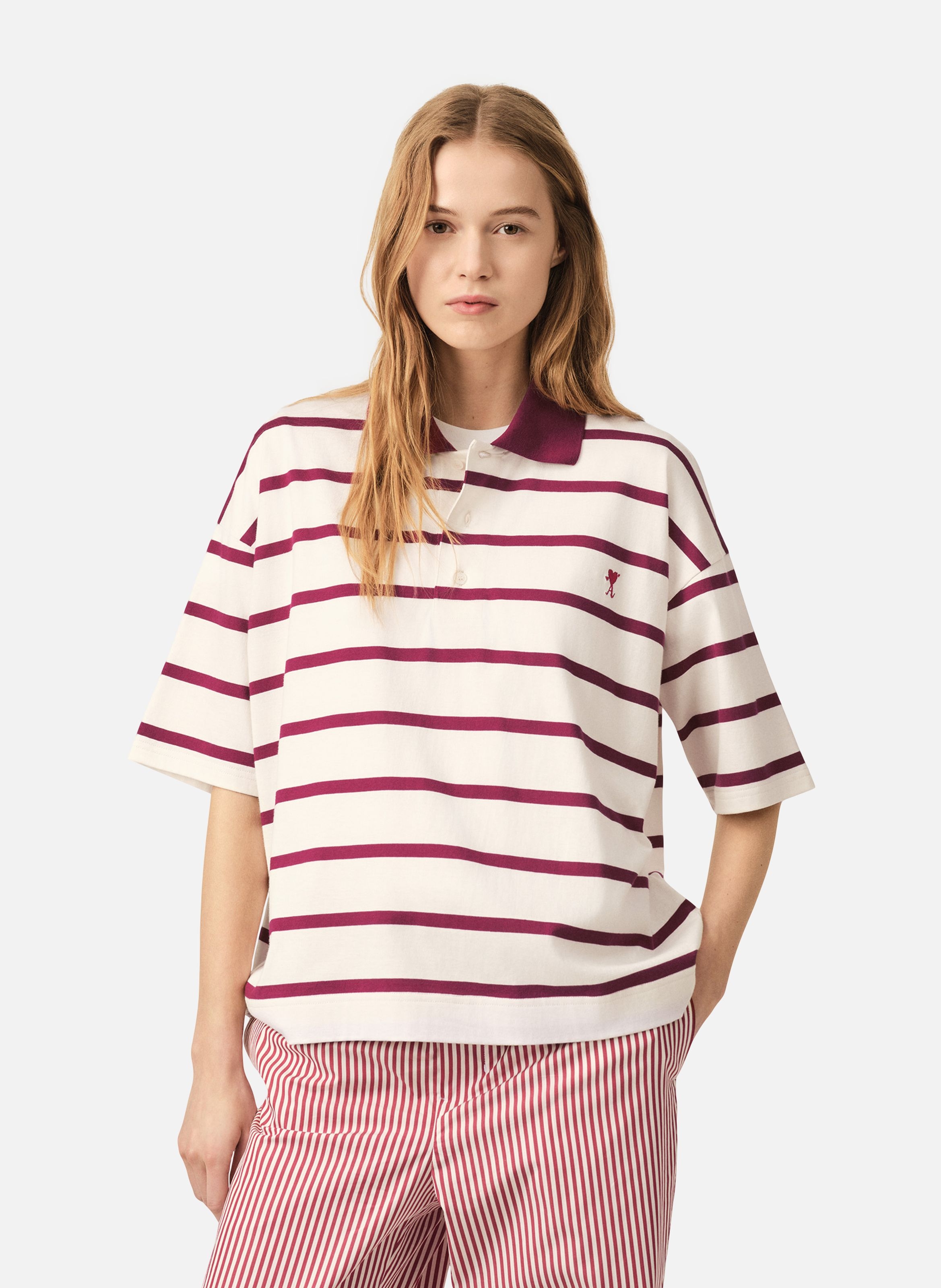 Polo ami de coeur flèche unisexe en coton AMI PARIS Blanc