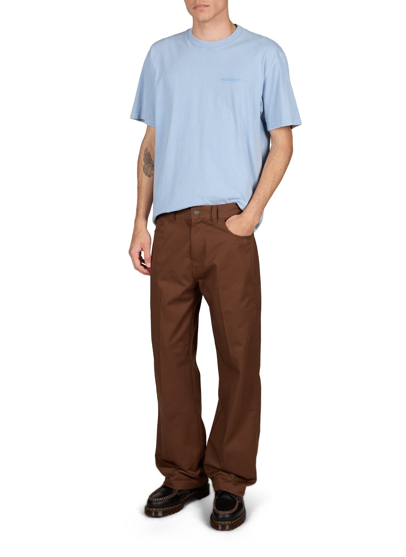 Round neck T-shirt with embroidered logo in cotton DICKIES Blue