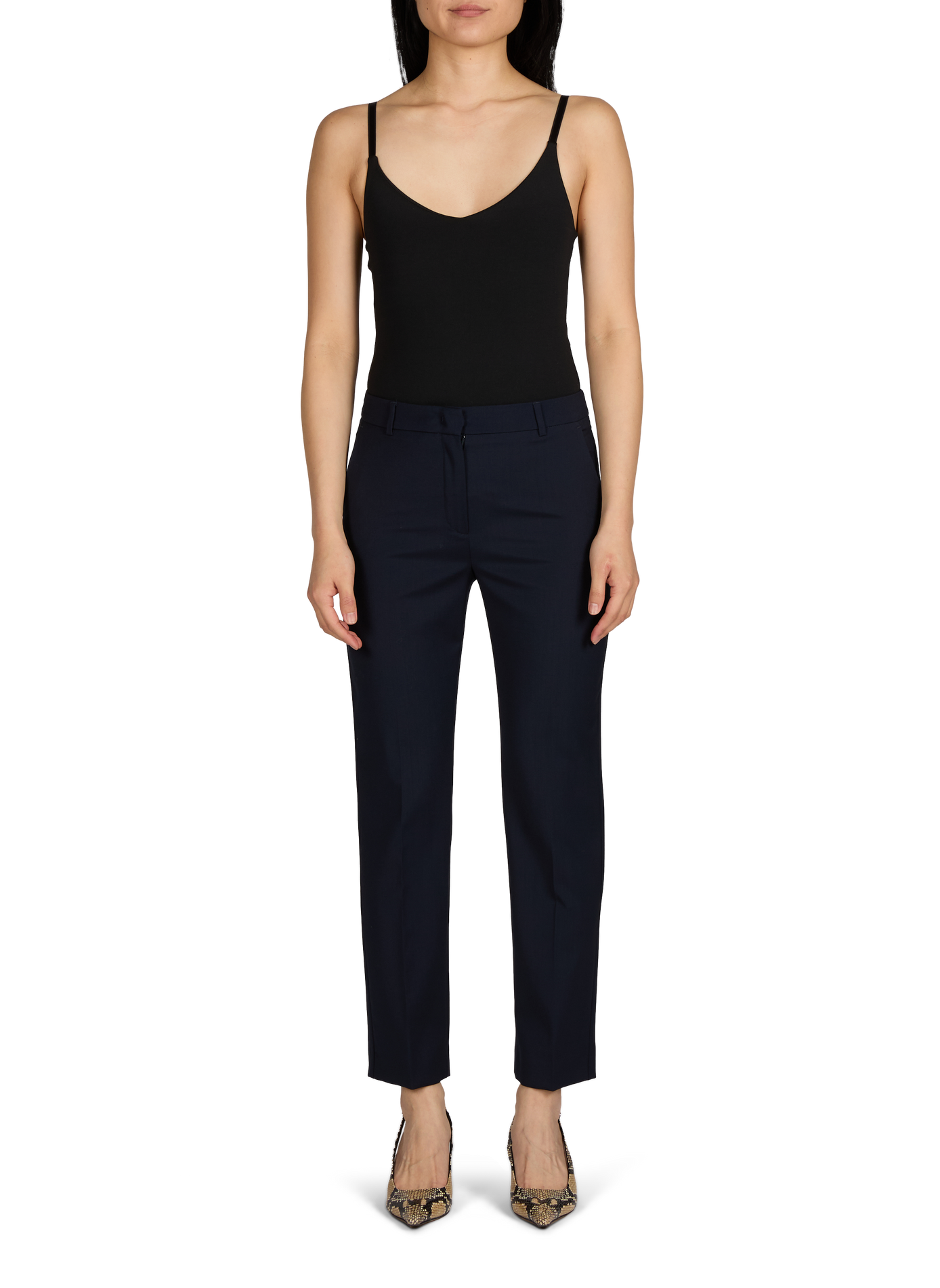 Pantalon uni en laine vierge MAX MARA WEEK END Bleu