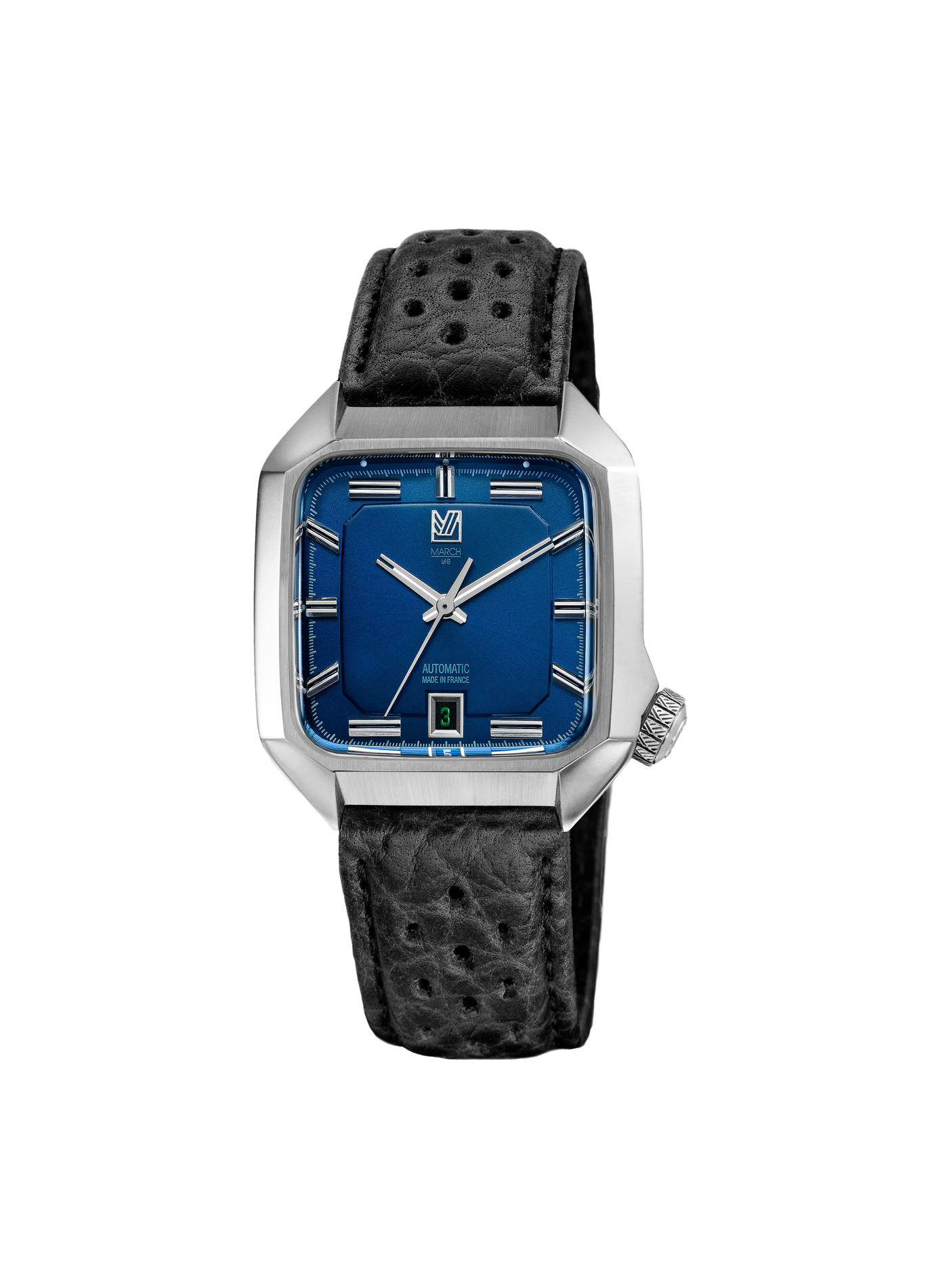 Montre automatique AM2 en cuir de bison  MARCH LA.B Bleu