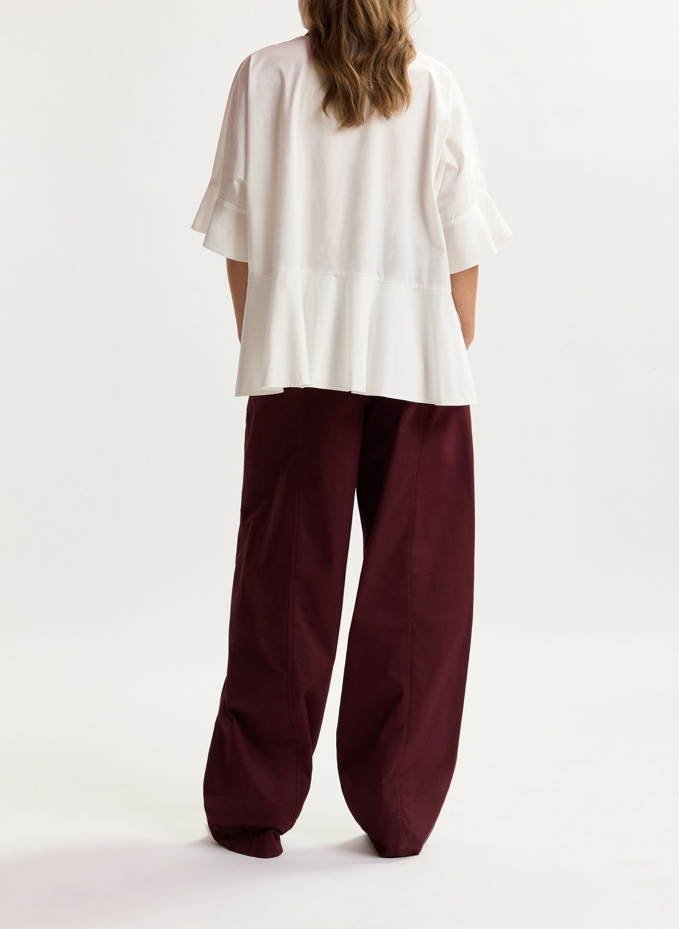 Pantalon large en coton bio mélangé kurry ESSENTIEL ANTWERP Rouge