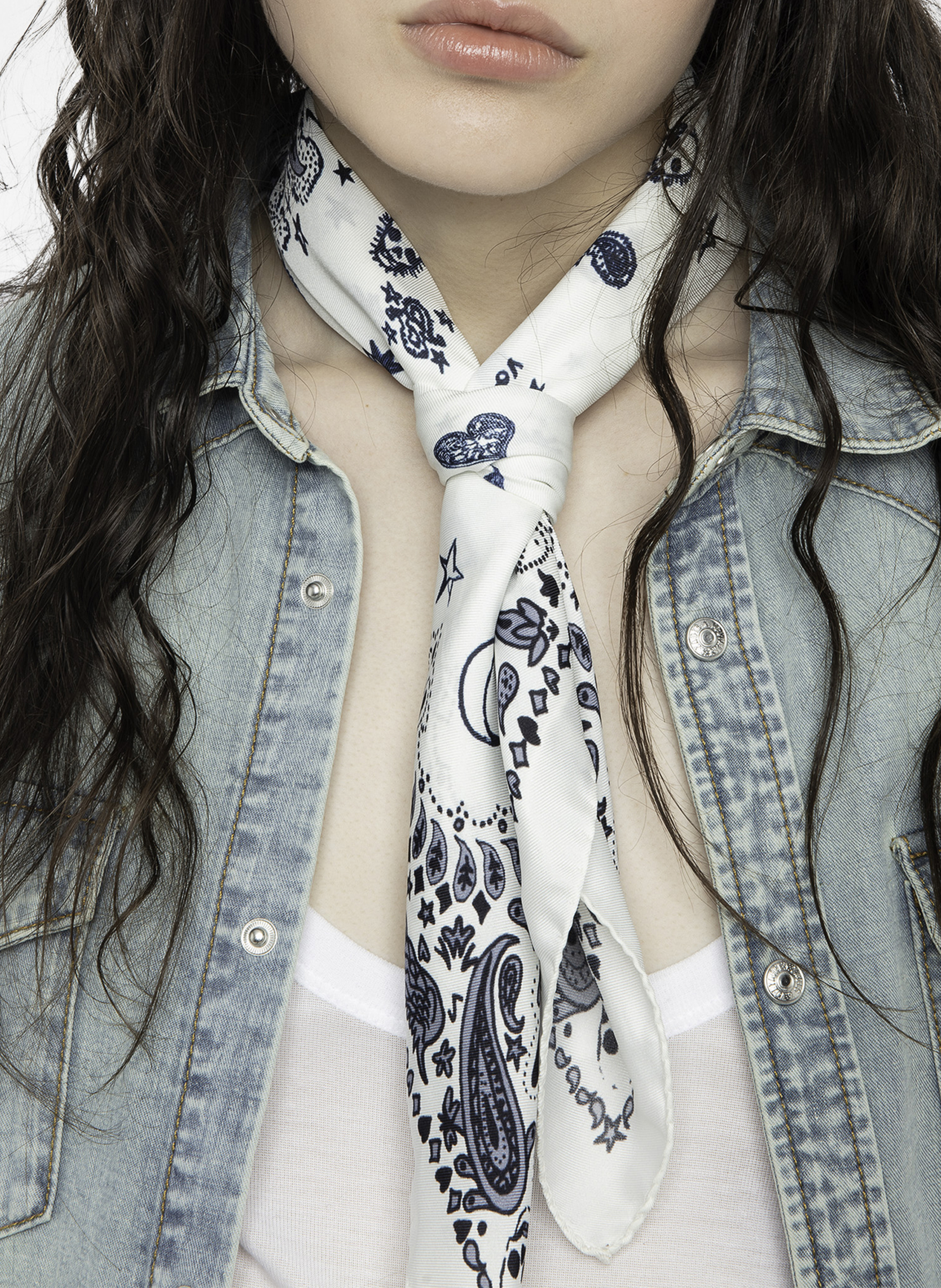 Foulard imprimé debbie 65 ZADIG&VOLTAIRE Bleu