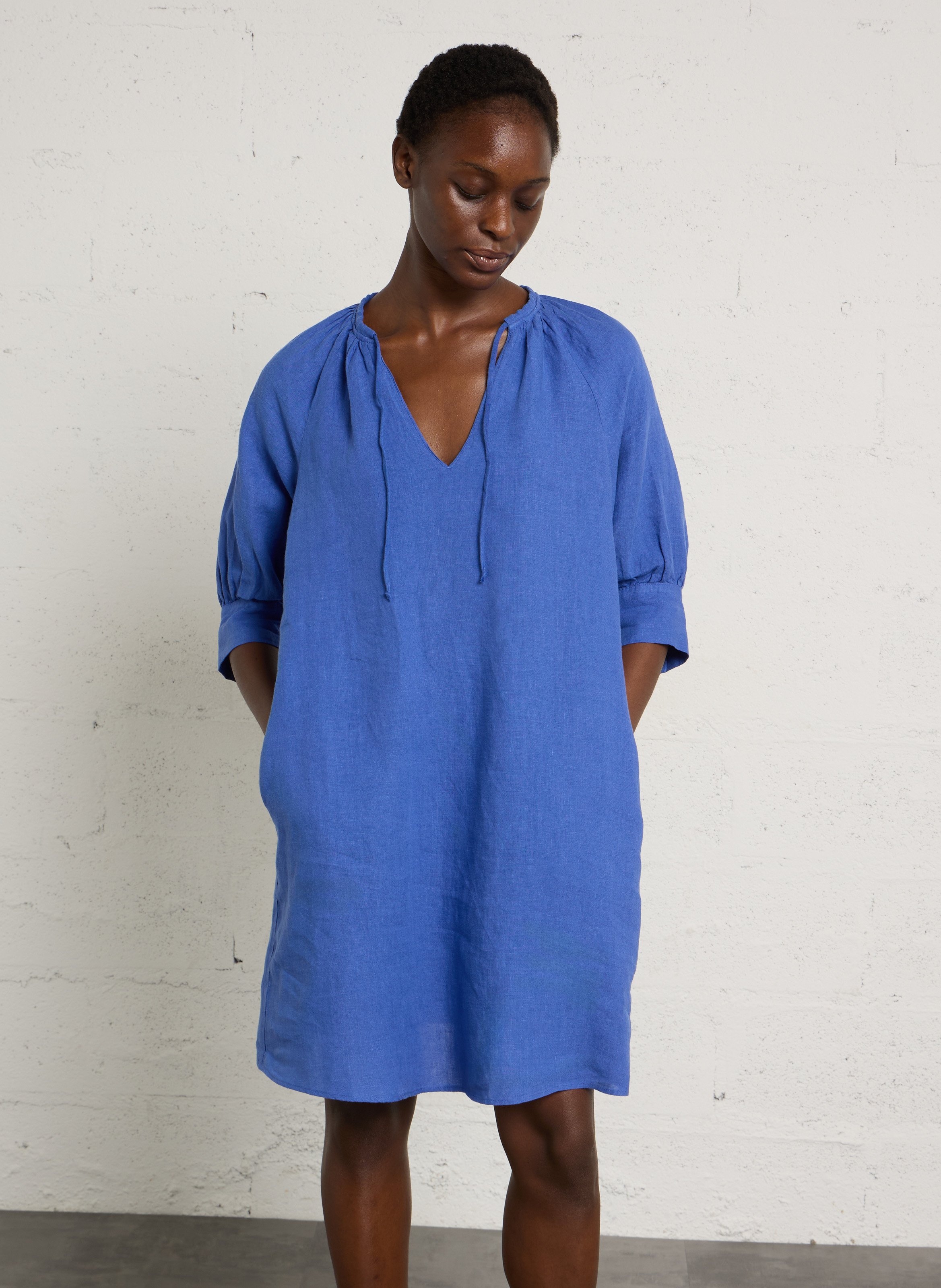 Robe courte ample en lin blinny MAISON 123 Violet
