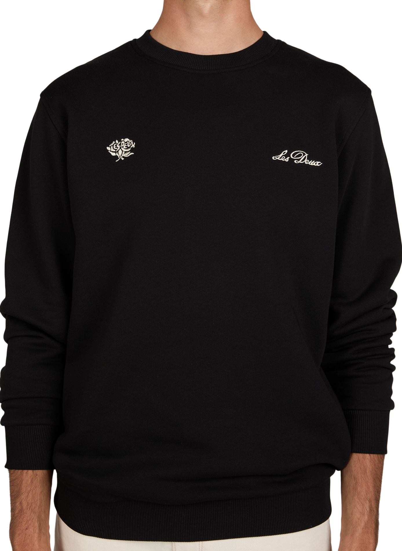 Straight sweatshirt with embroidered logo in cotton LES DEUX Black
