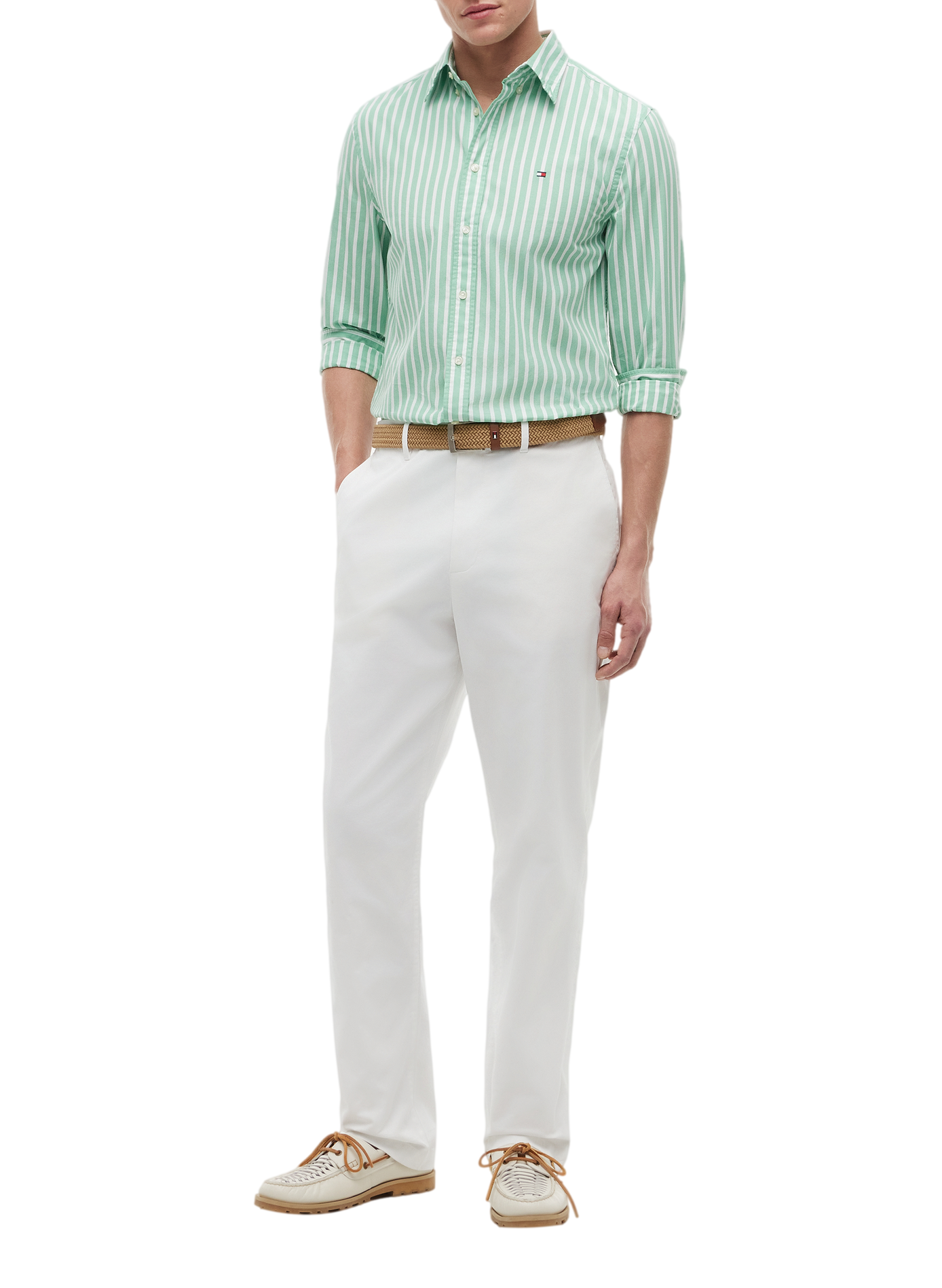 Chemise rayée à logo brodé en coton TOMMY HILFIGER Multicolore