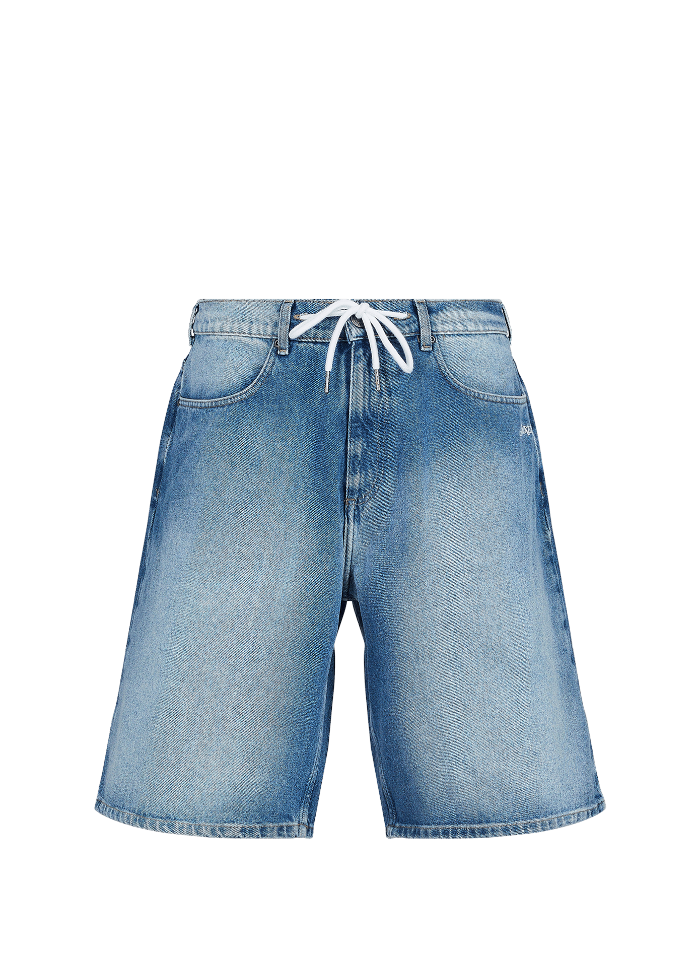 Bermuda with embroidered logo in cotton denim JACKER. Blue