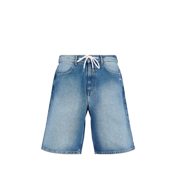 Bermuda à logo brodé en denim de coton Bermuda à logo brodé en denim de coton