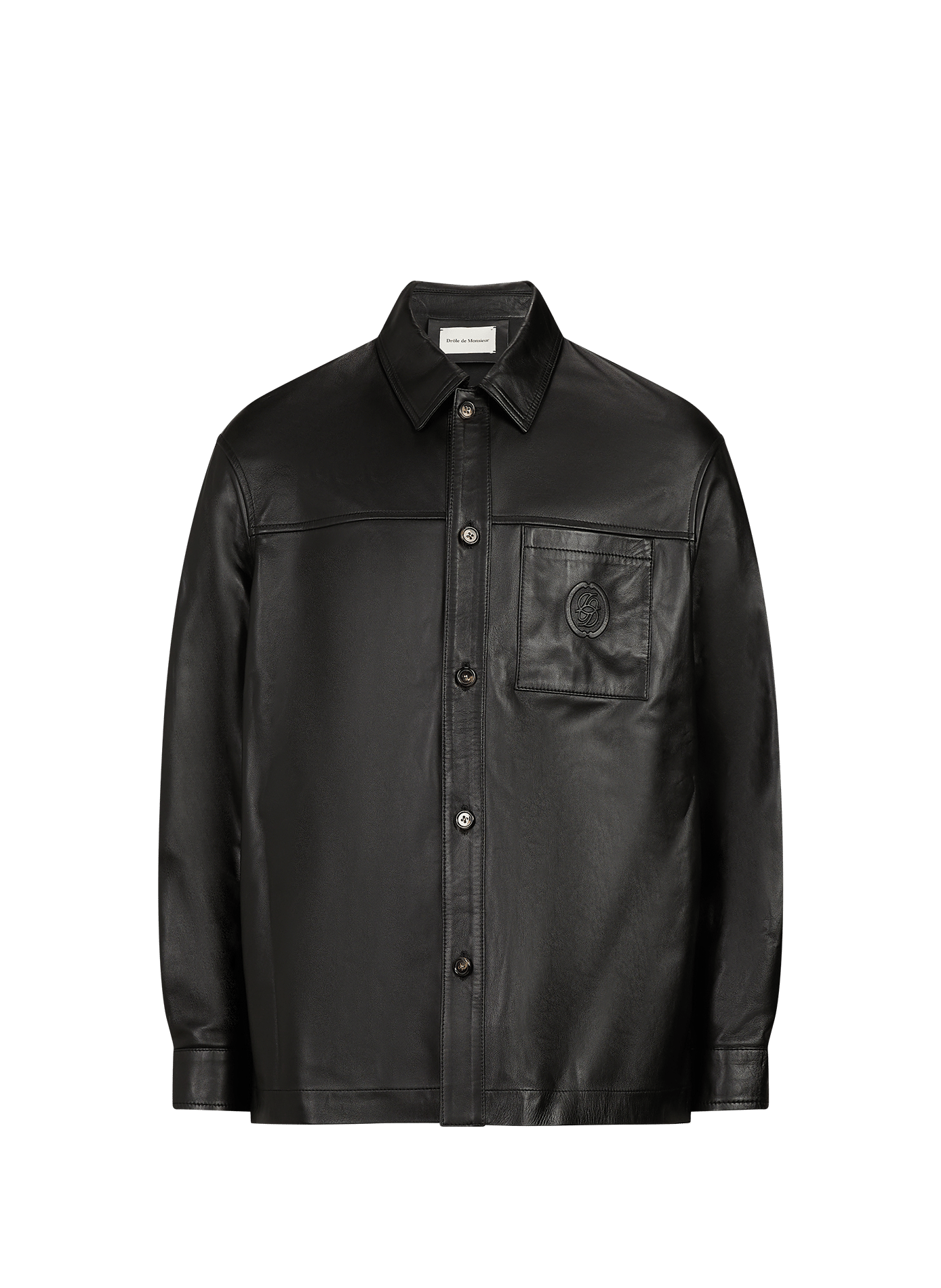 Leather overshirt DROLE DE MONSIEUR Black