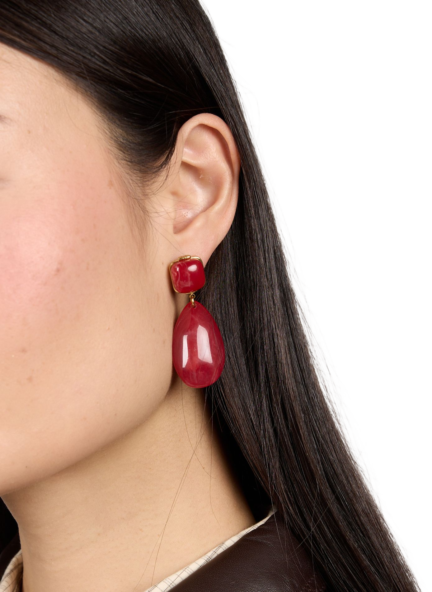 Resin Earrings AU PRINTEMPS PARIS Red