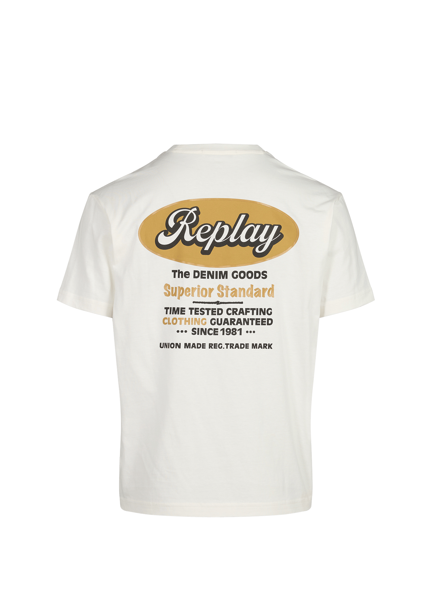 Straight cotton t-shirt with screen printing REPLAY Beige