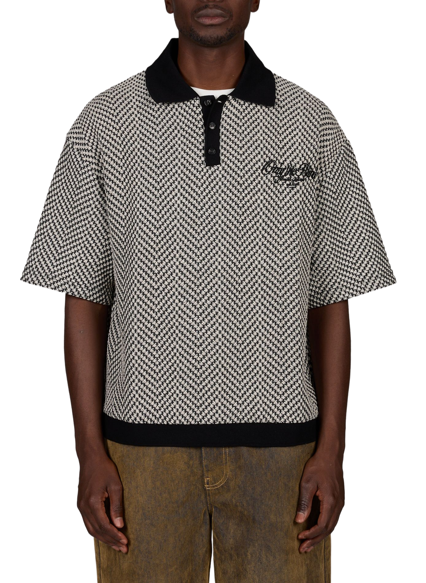 Straight embroidered shirt in blended cotton ONLY THE BLIND Black