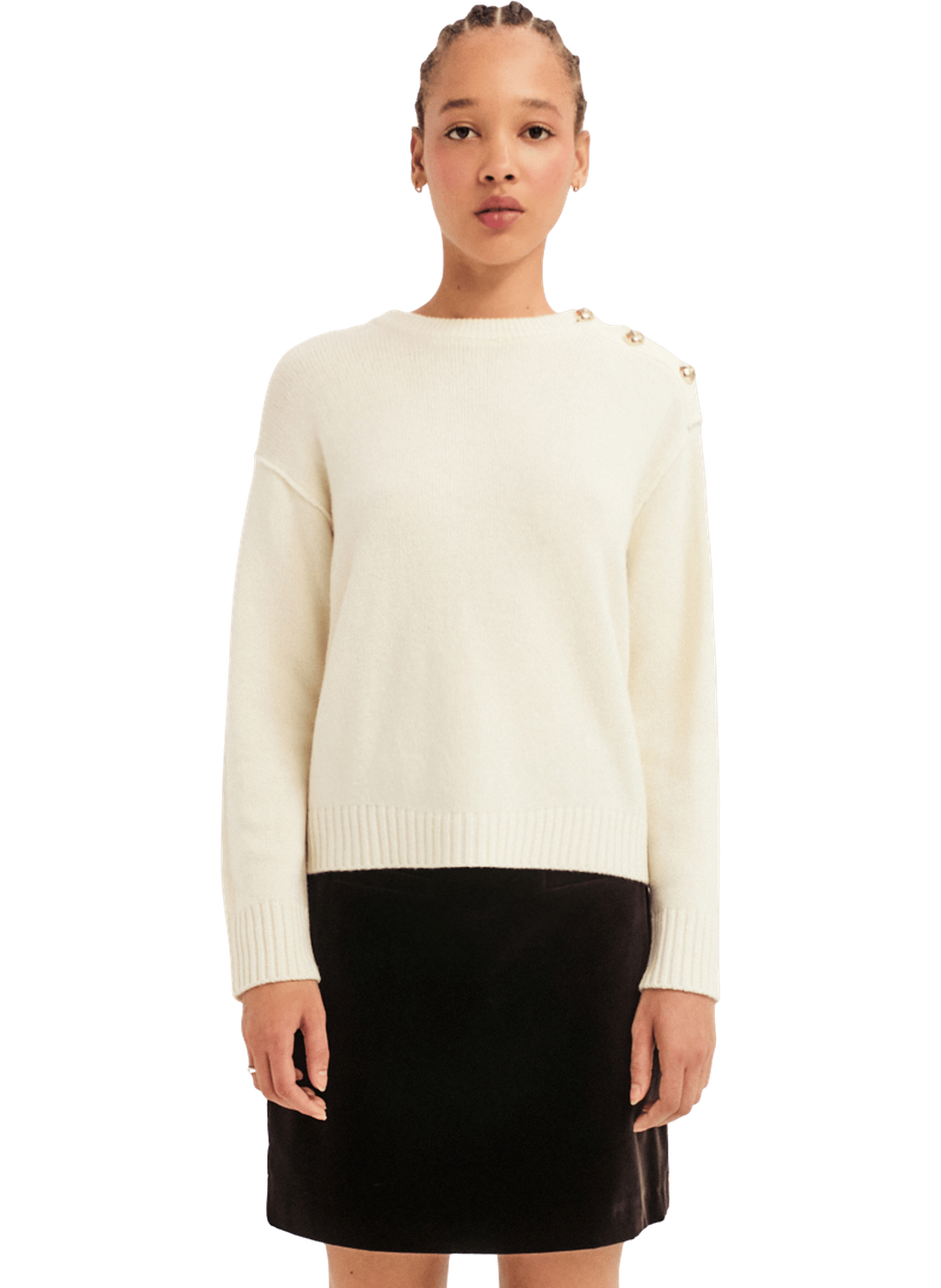 Pull en laine à boutons dorés - rosal PABLO Beige