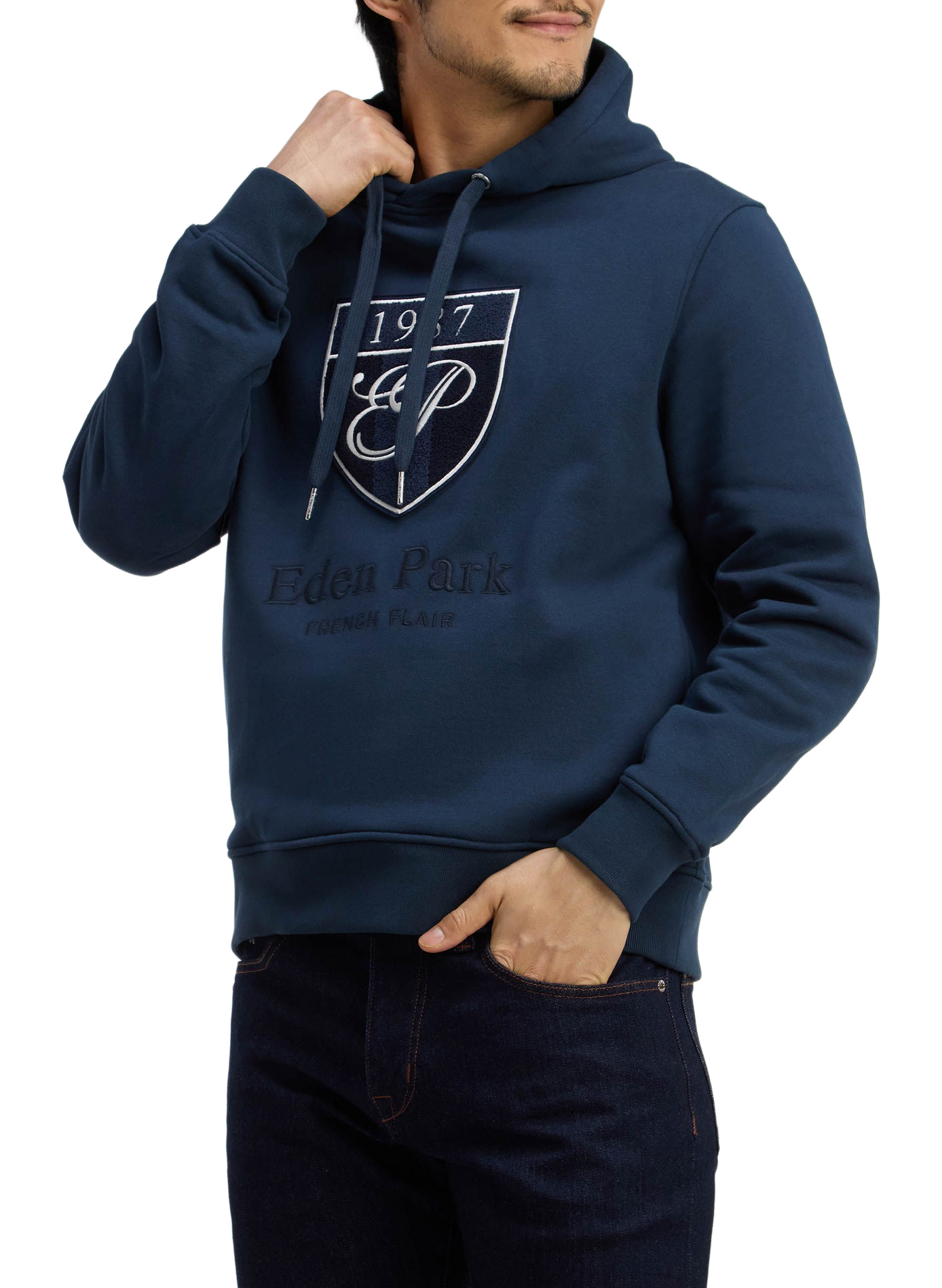 Gerade geschnittener Hoodie aus Baumwolle EDEN PARK Grau