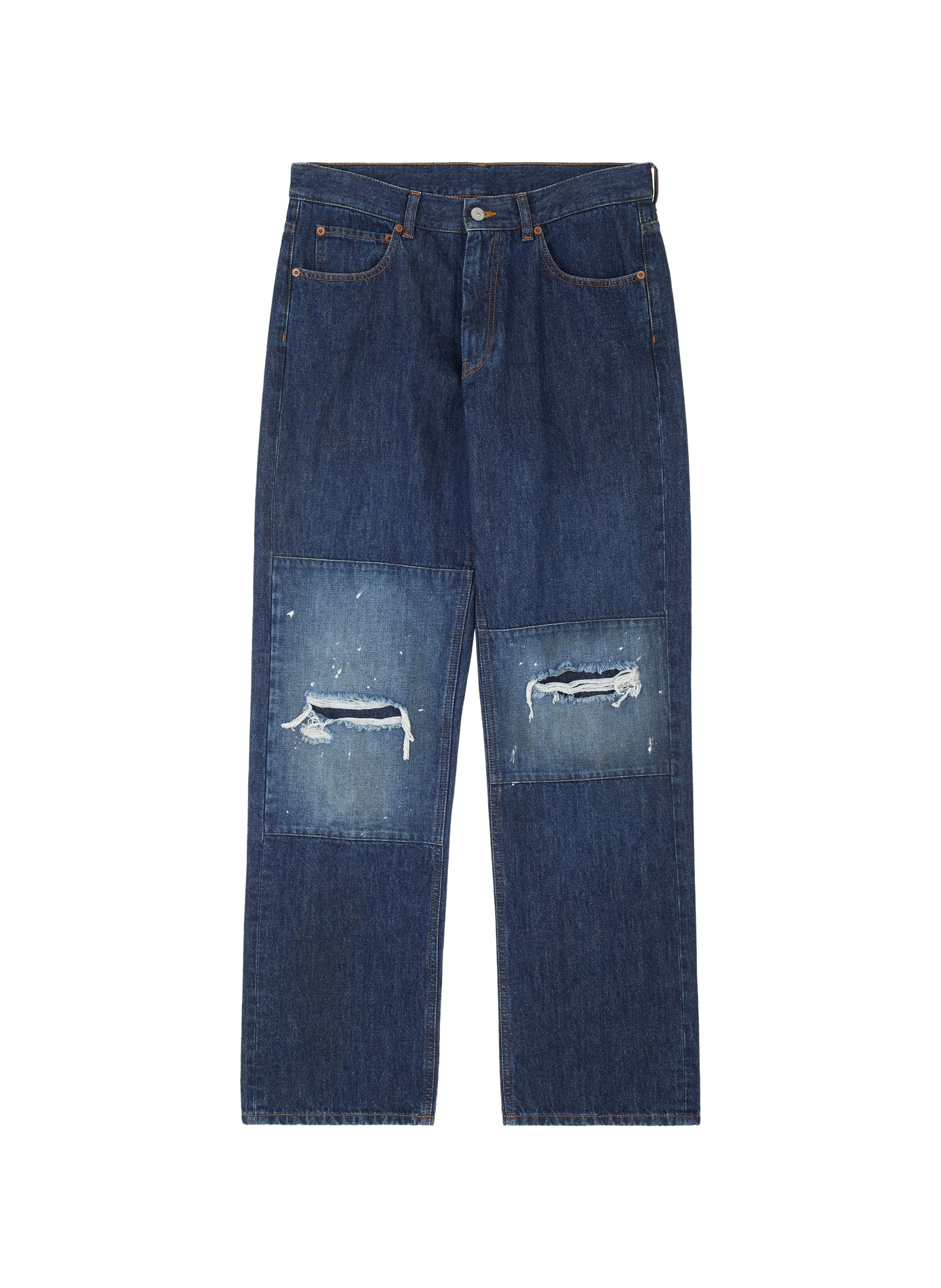 Jean droit déchiré en coton MAISON MARGIELA Bleu