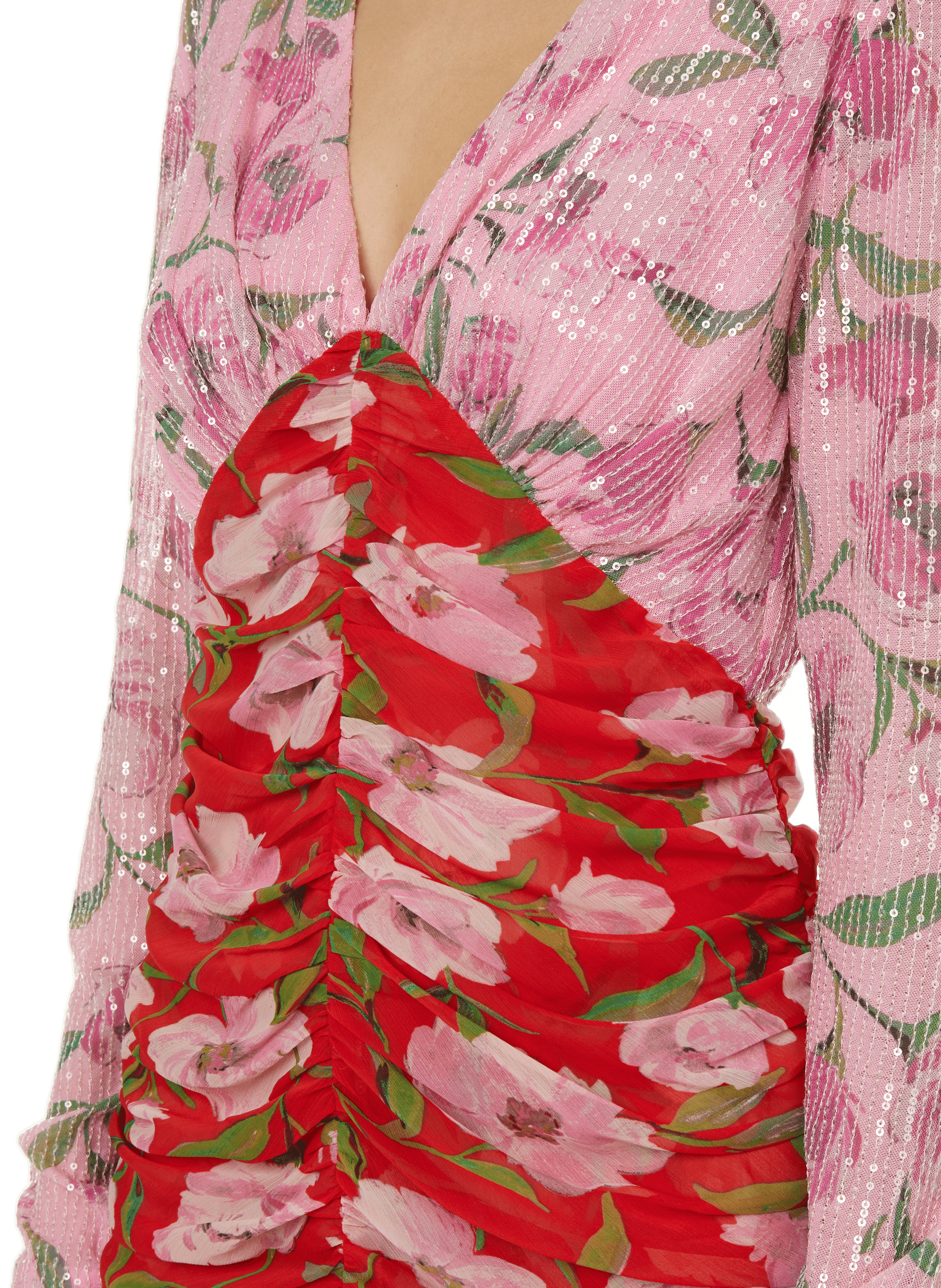 Robe courte froncée ROTATE Multicolore